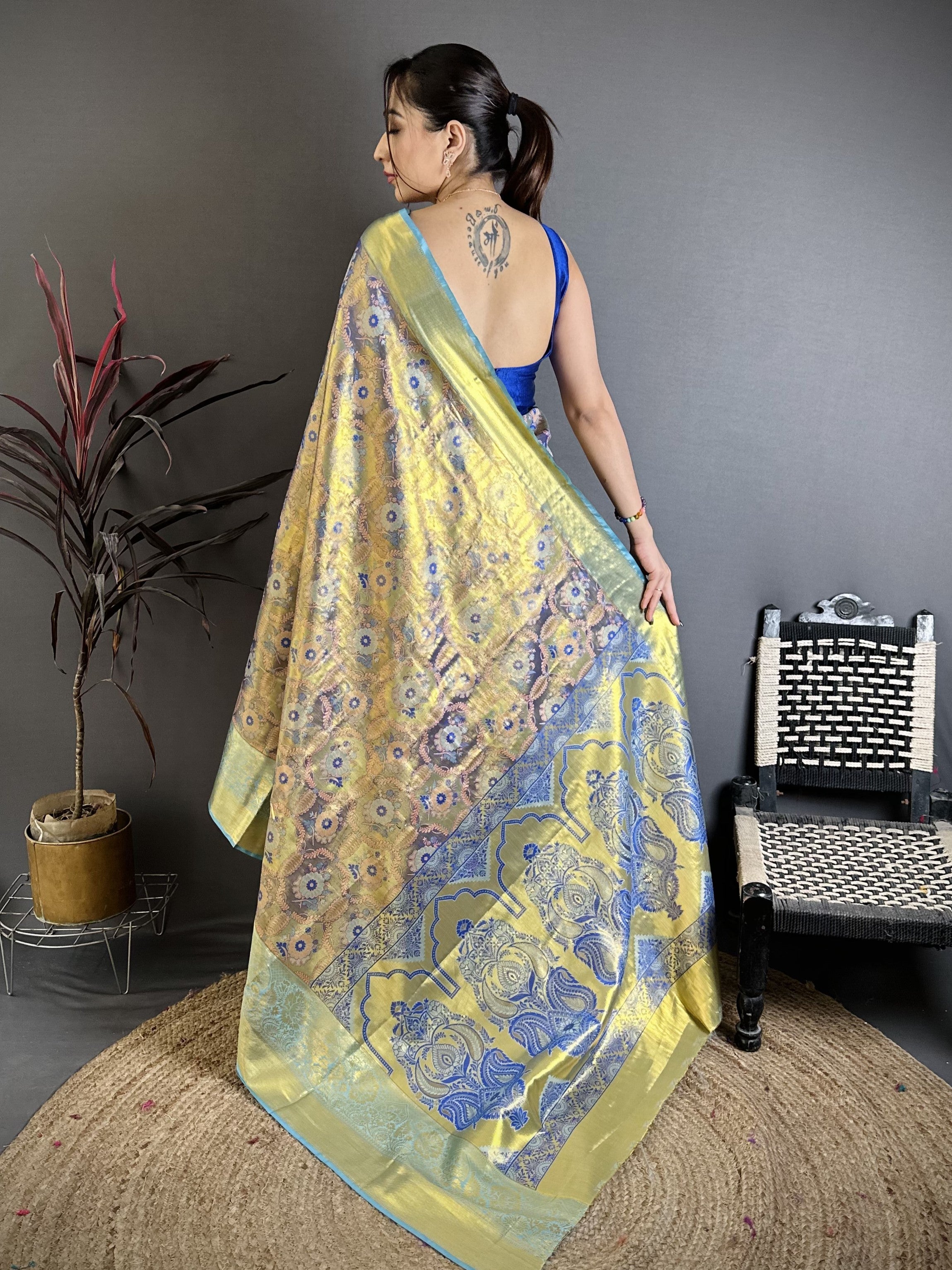 Royal Blue & Gold Bridal Kanjivaram Silk Saree