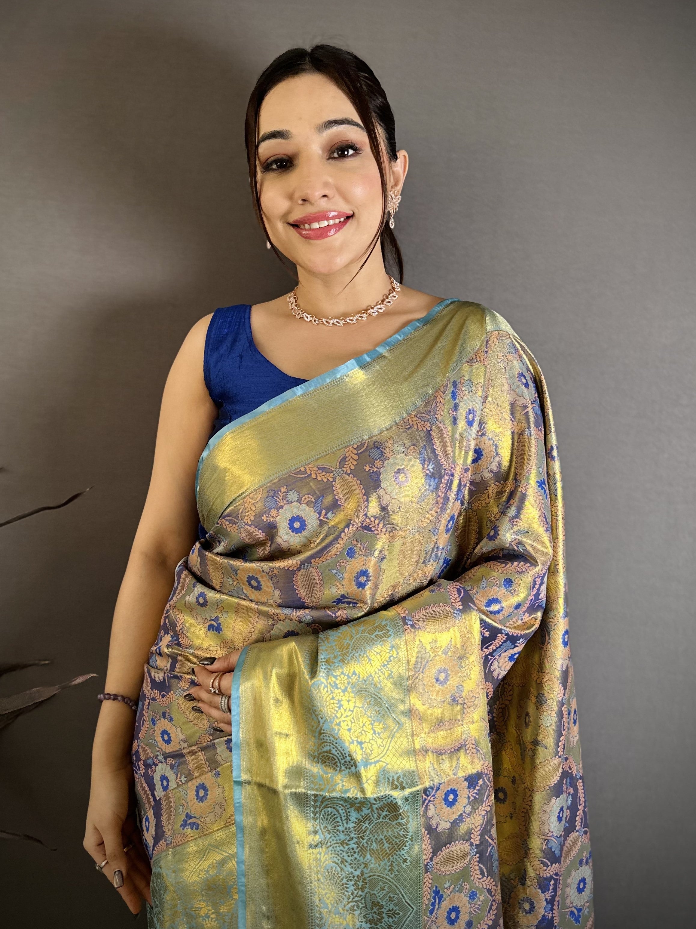 Royal Blue & Gold Bridal Kanjivaram Silk Saree