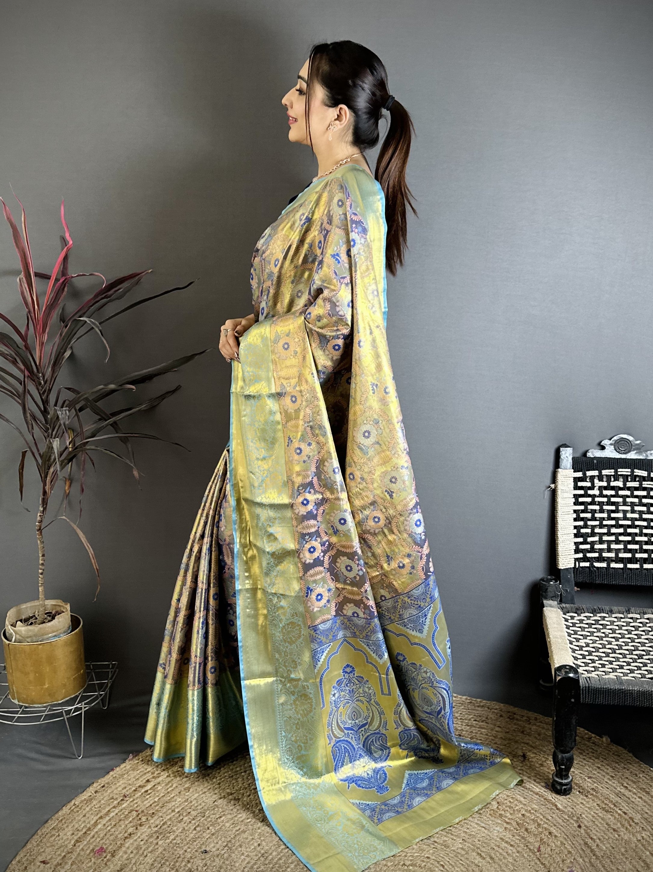 Royal Blue & Gold Bridal Kanjivaram Silk Saree