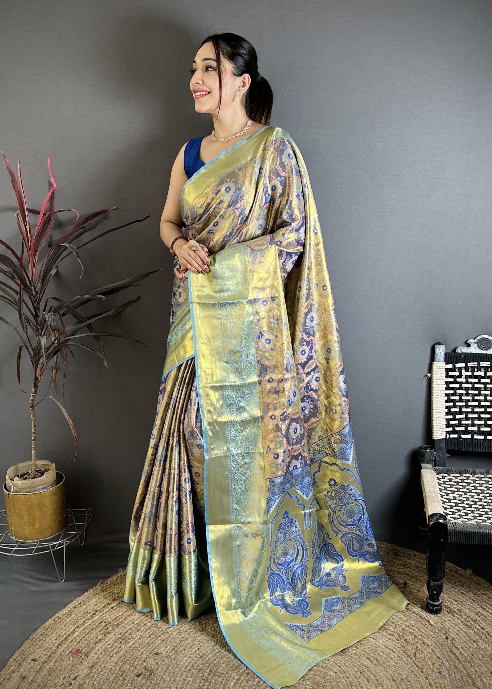 Royal Blue & Gold Bridal Kanjivaram Silk Saree