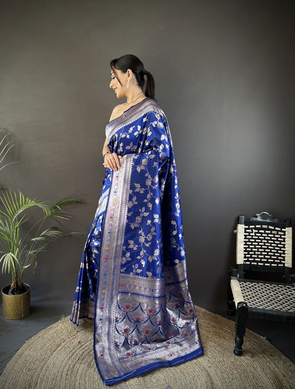 Royal Blue Wedding Wear Soft Banarasi Silk Saree
