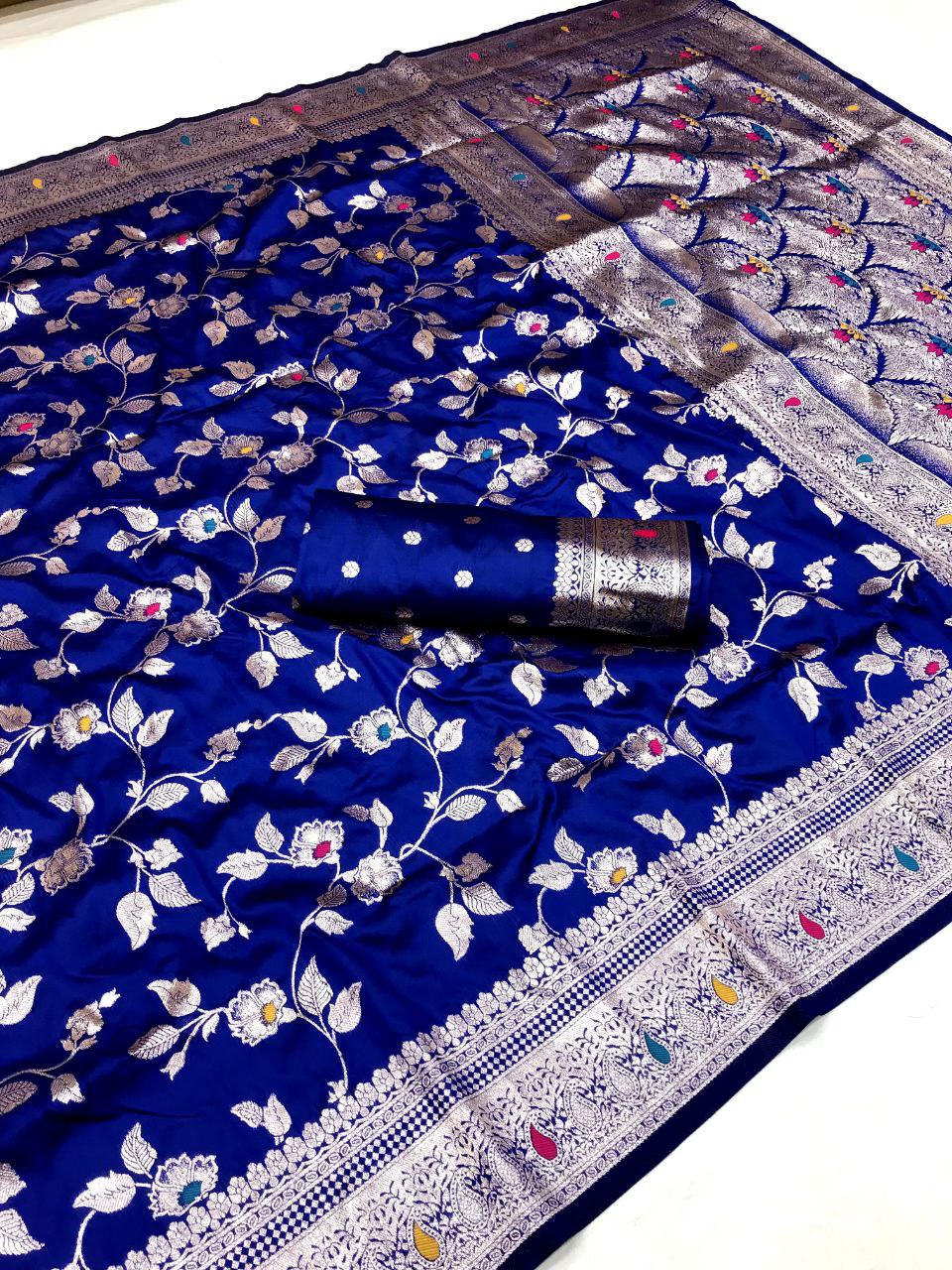 Royal Blue Wedding Wear Soft Banarasi Silk Saree