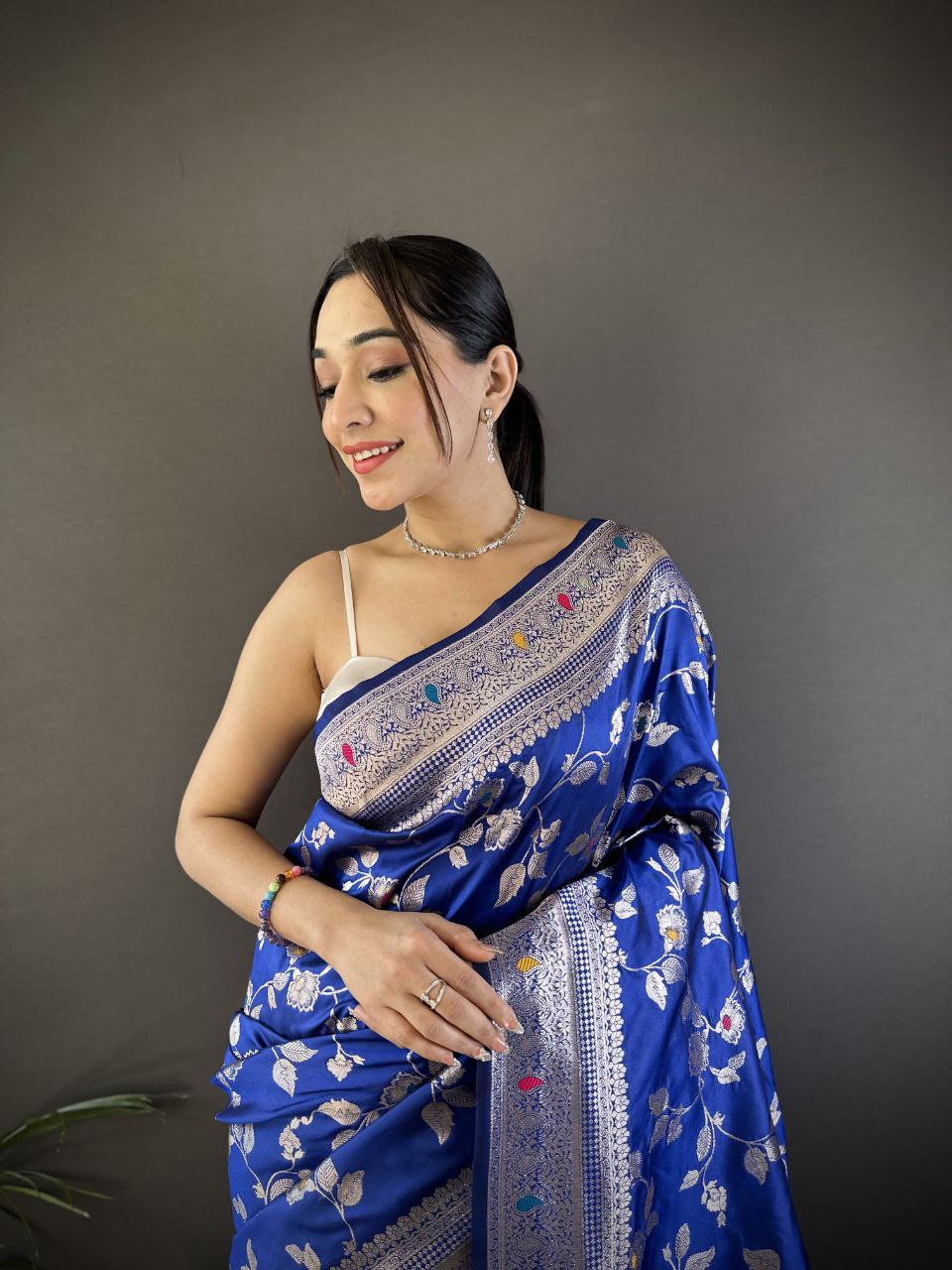 Royal Blue Wedding Wear Soft Banarasi Silk Saree