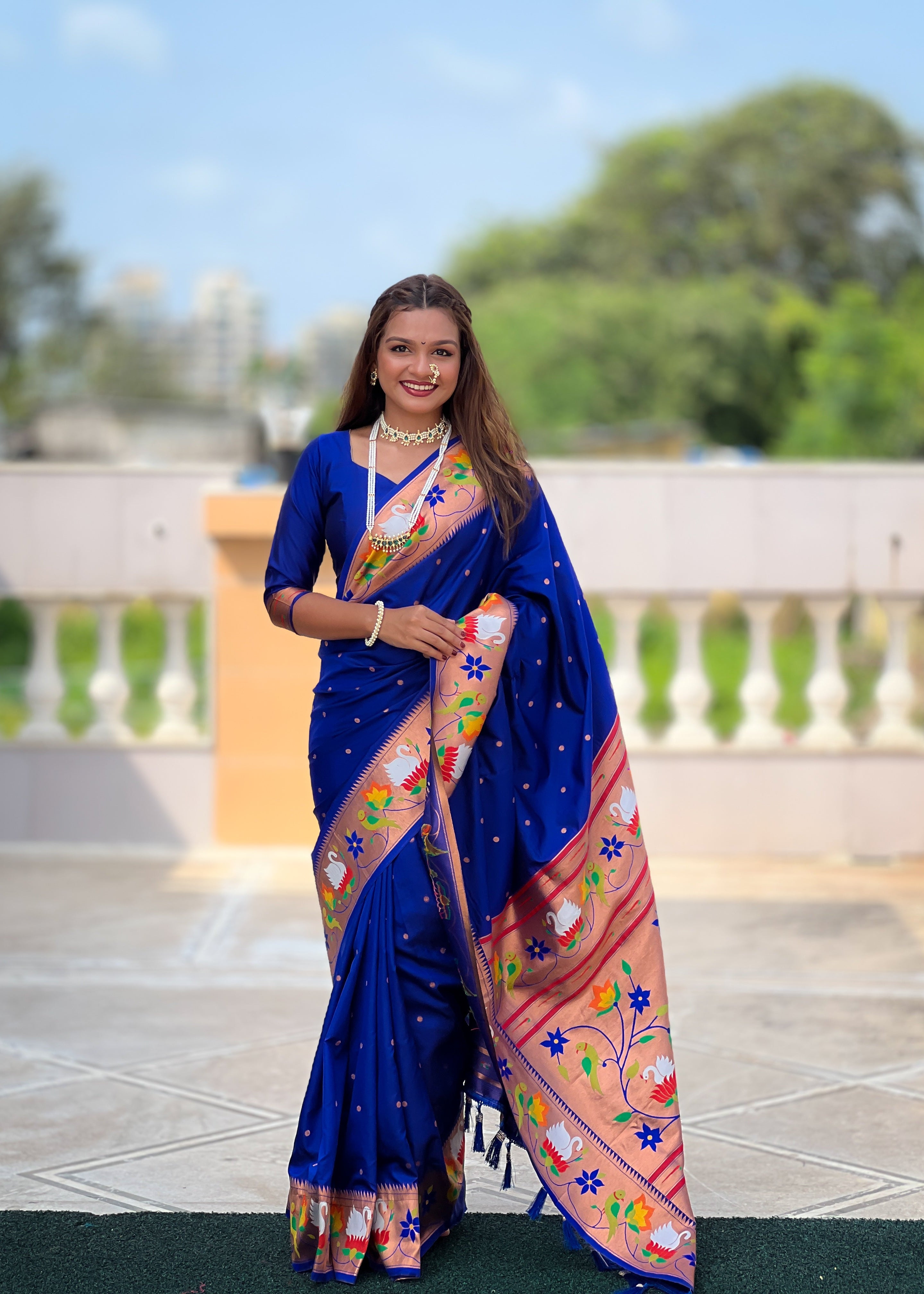 Royal Blue Wedding Wear Soft Paithani Silk Saree