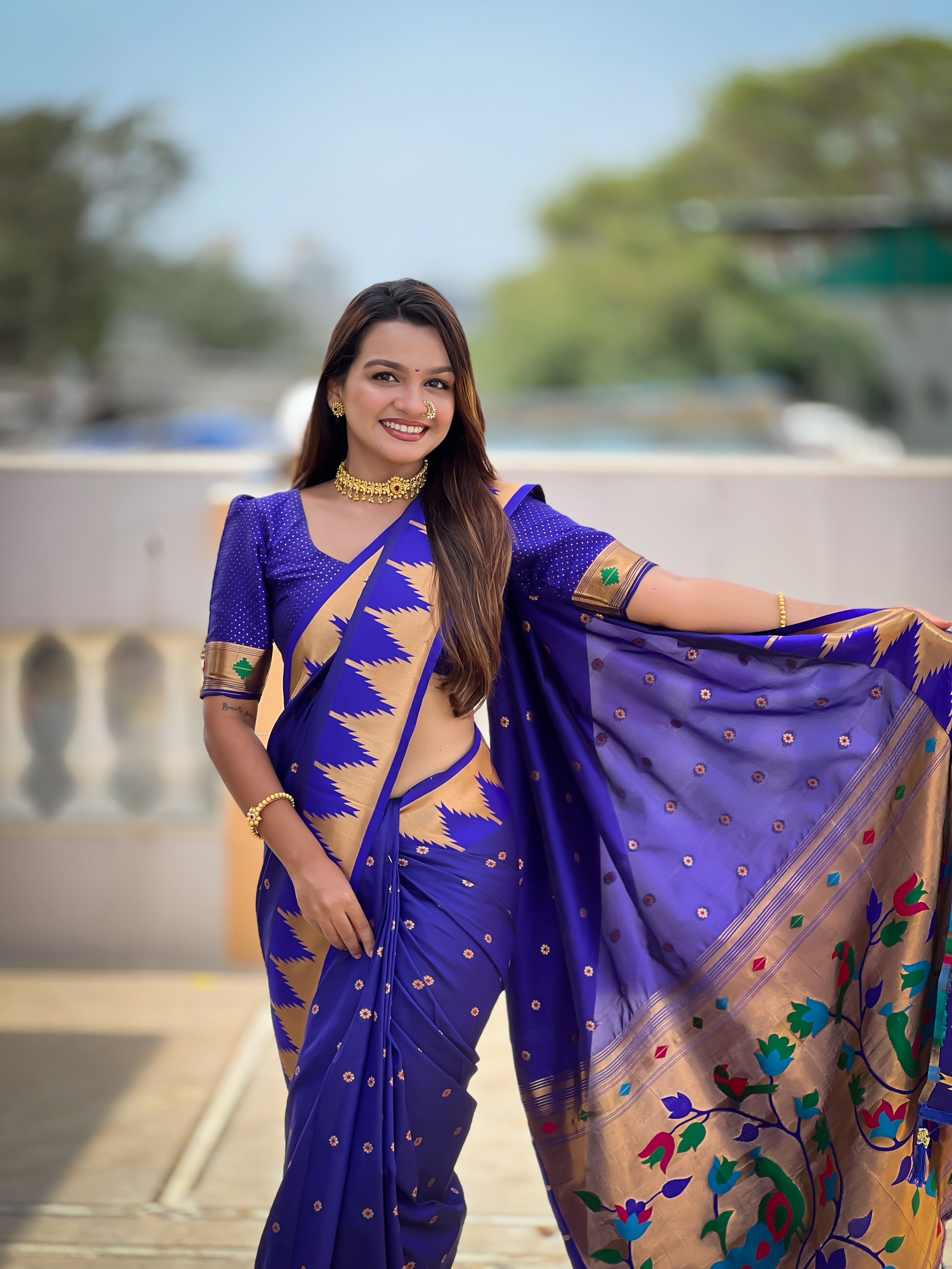 Royal Blue Wedding Wear Soft Paithani Silk Saree