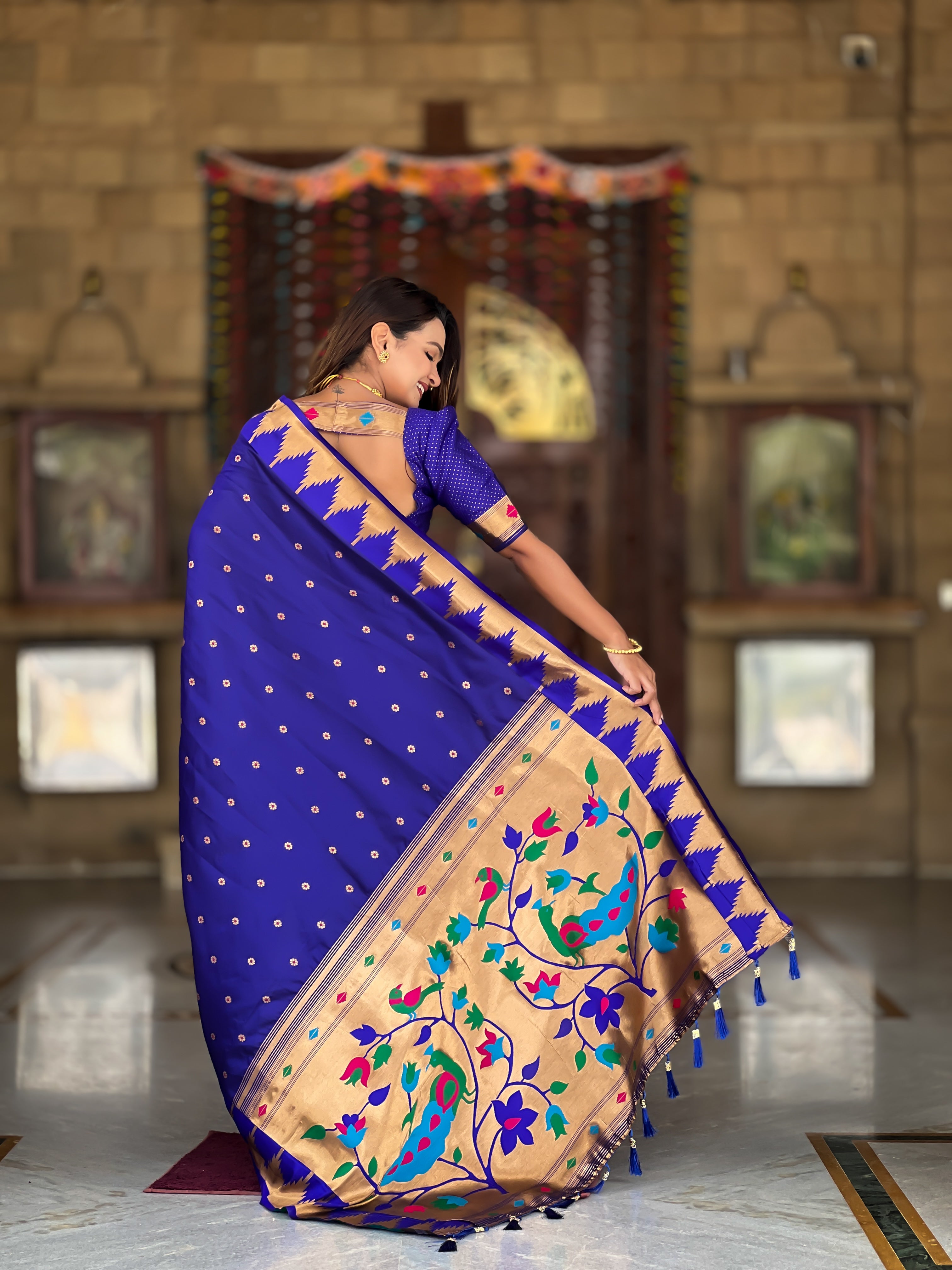 Royal Blue Wedding Wear Soft Paithani Silk Saree