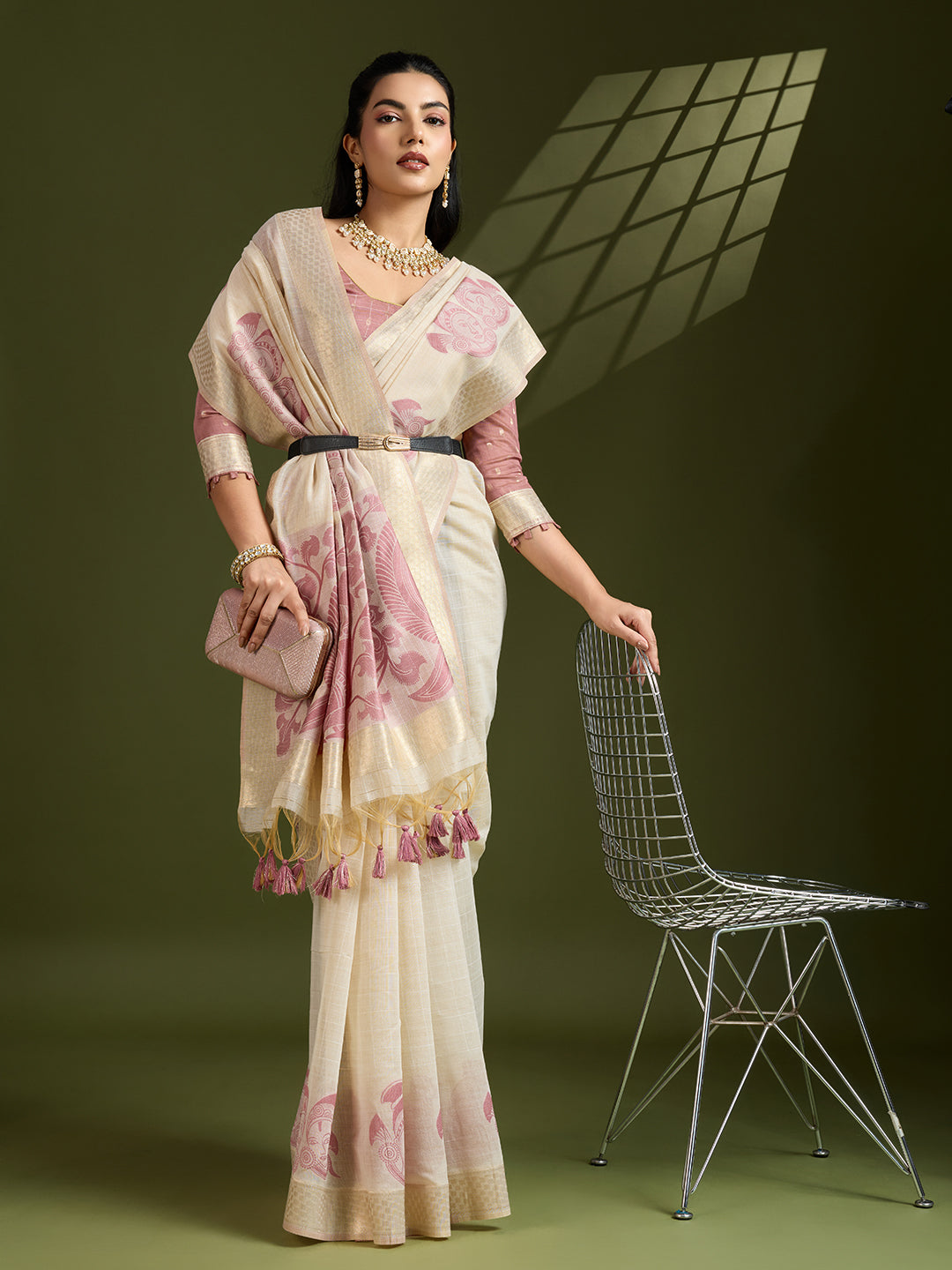 Ruby Pink Muga Cotton Saree