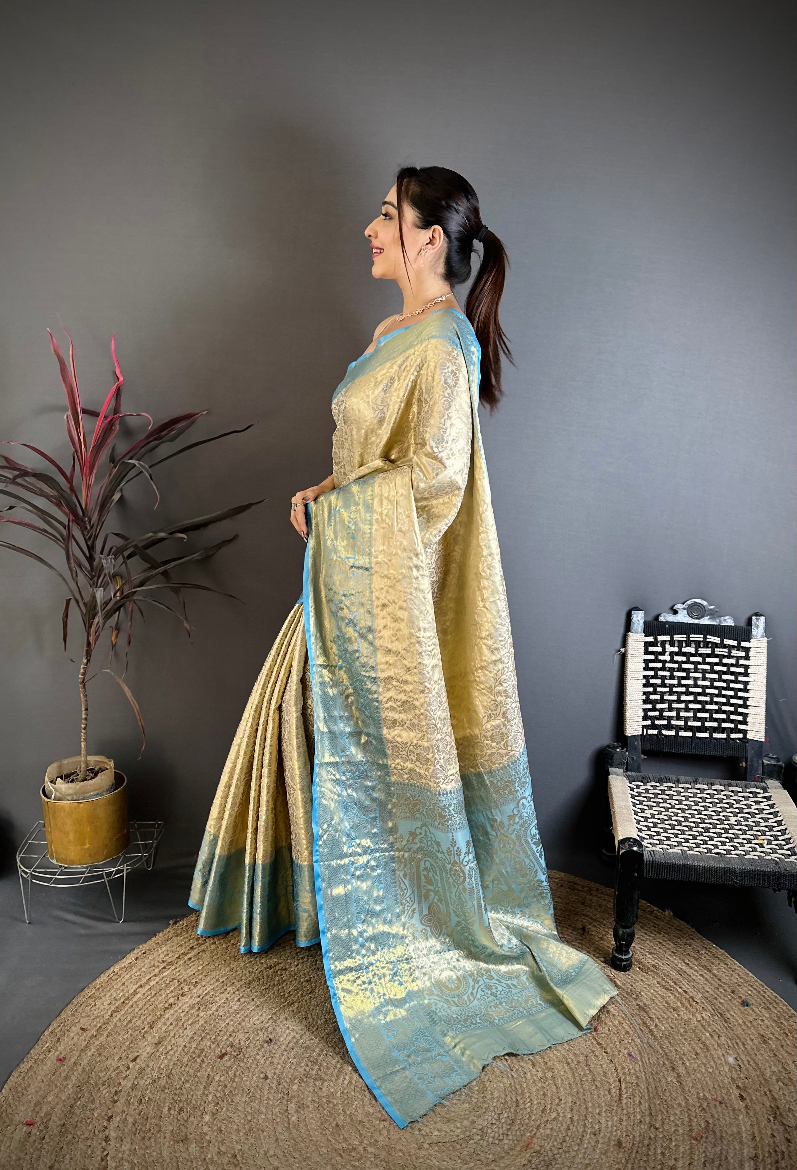 Sky Blue Wedding Wear Kanchipuram Silk Saree