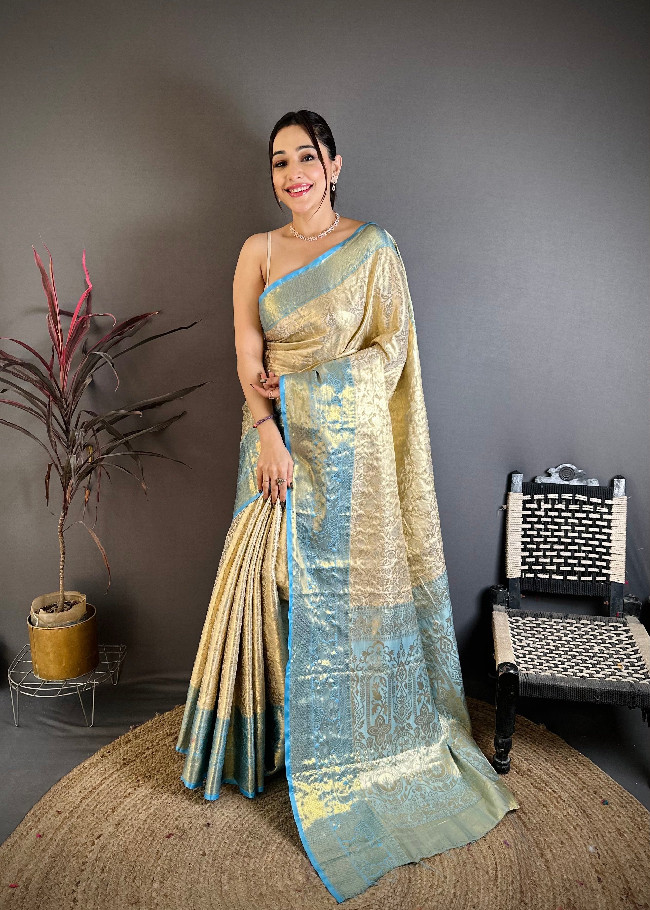 Sky Blue Wedding Wear Kanchipuram Silk Saree