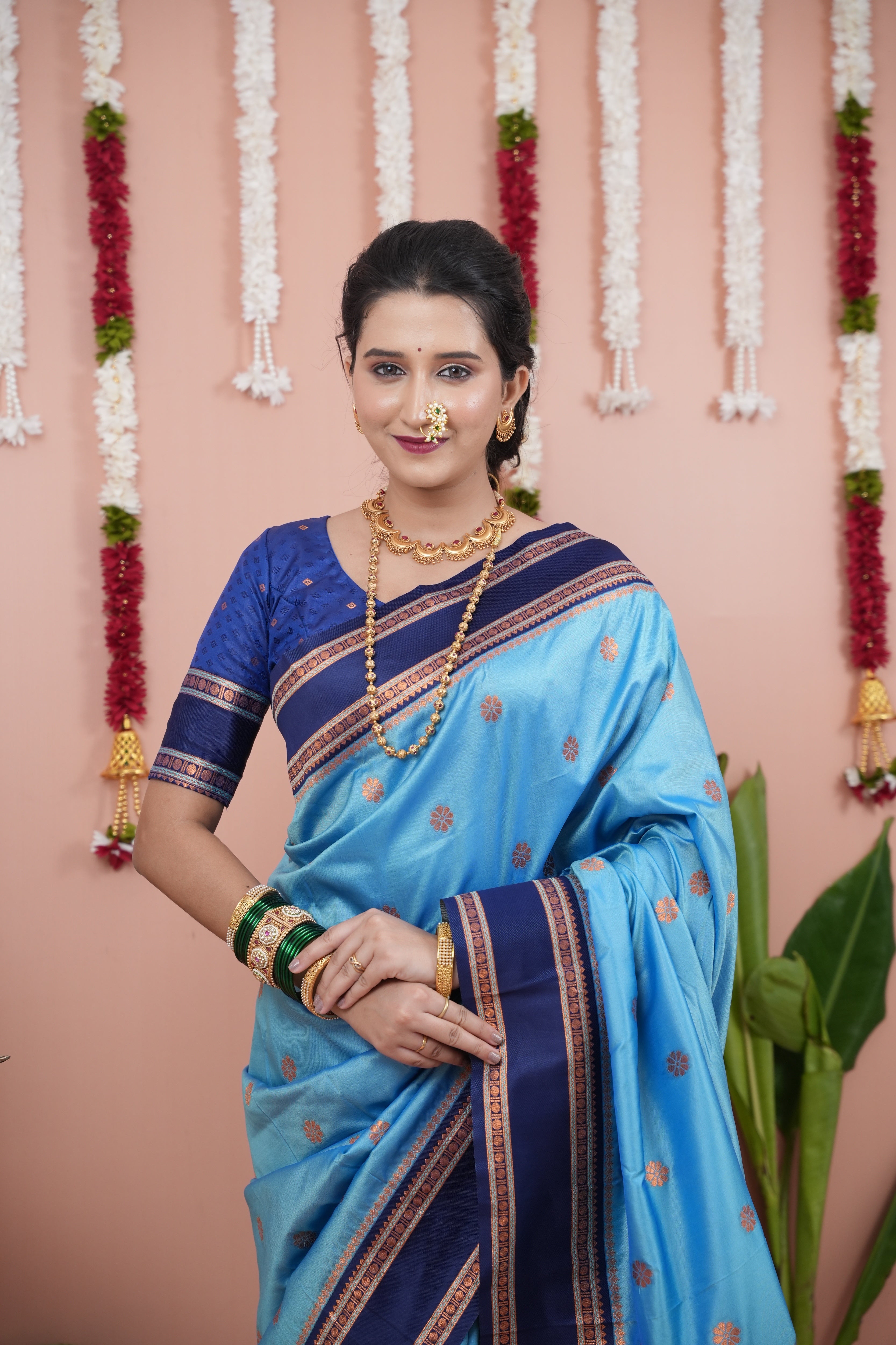 Sky Blue Wedding Wear Soft Silk Saree