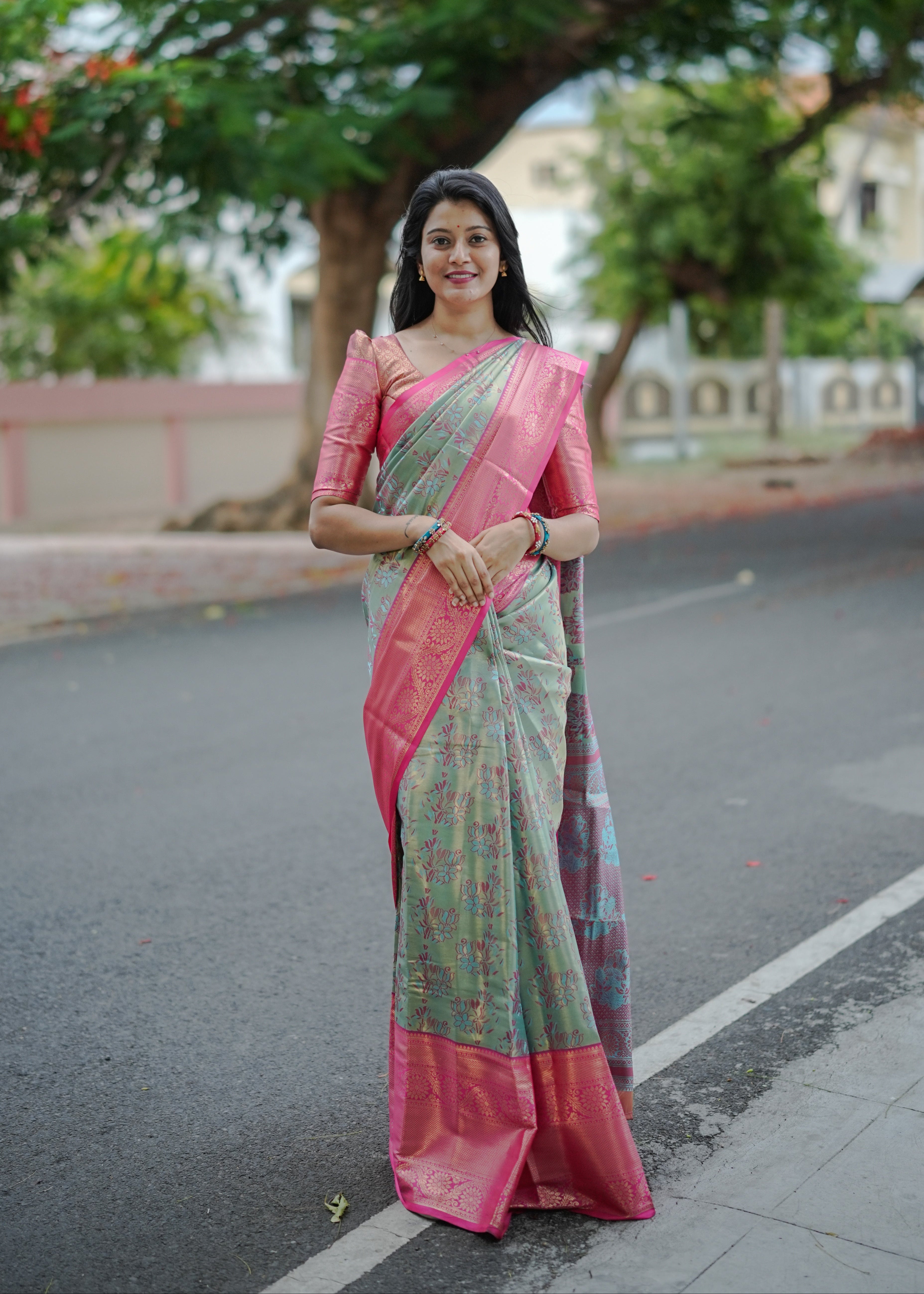 Sky Kanjivaram Semi Silk Saree