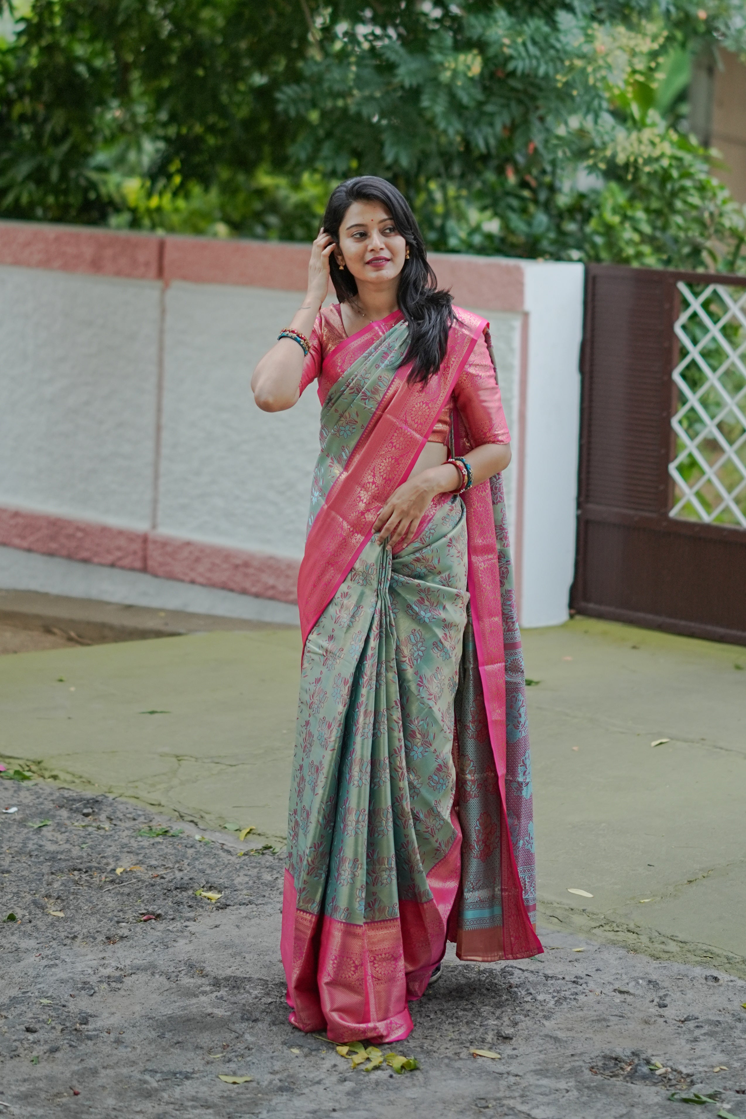Sky Kanjivaram Semi Silk Saree