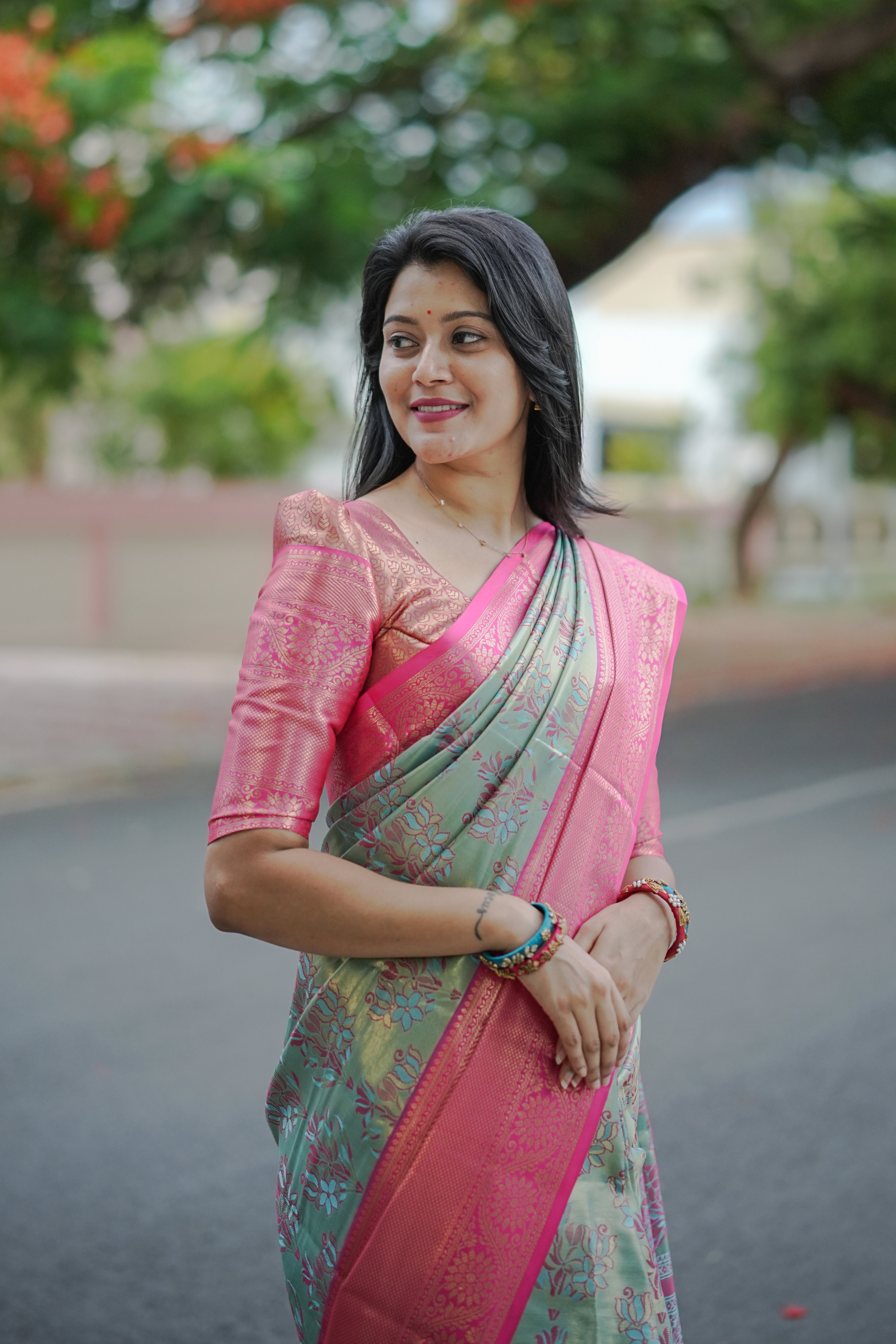 Sky Kanjivaram Semi Silk Saree