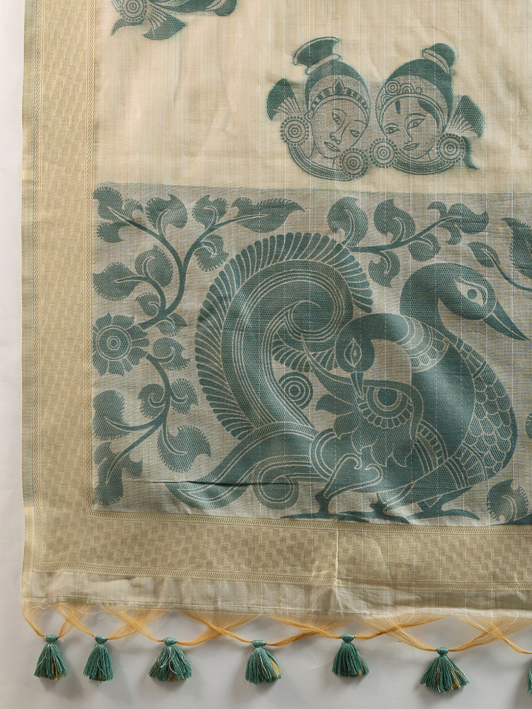 Spanish Green Muga Cotton Saree