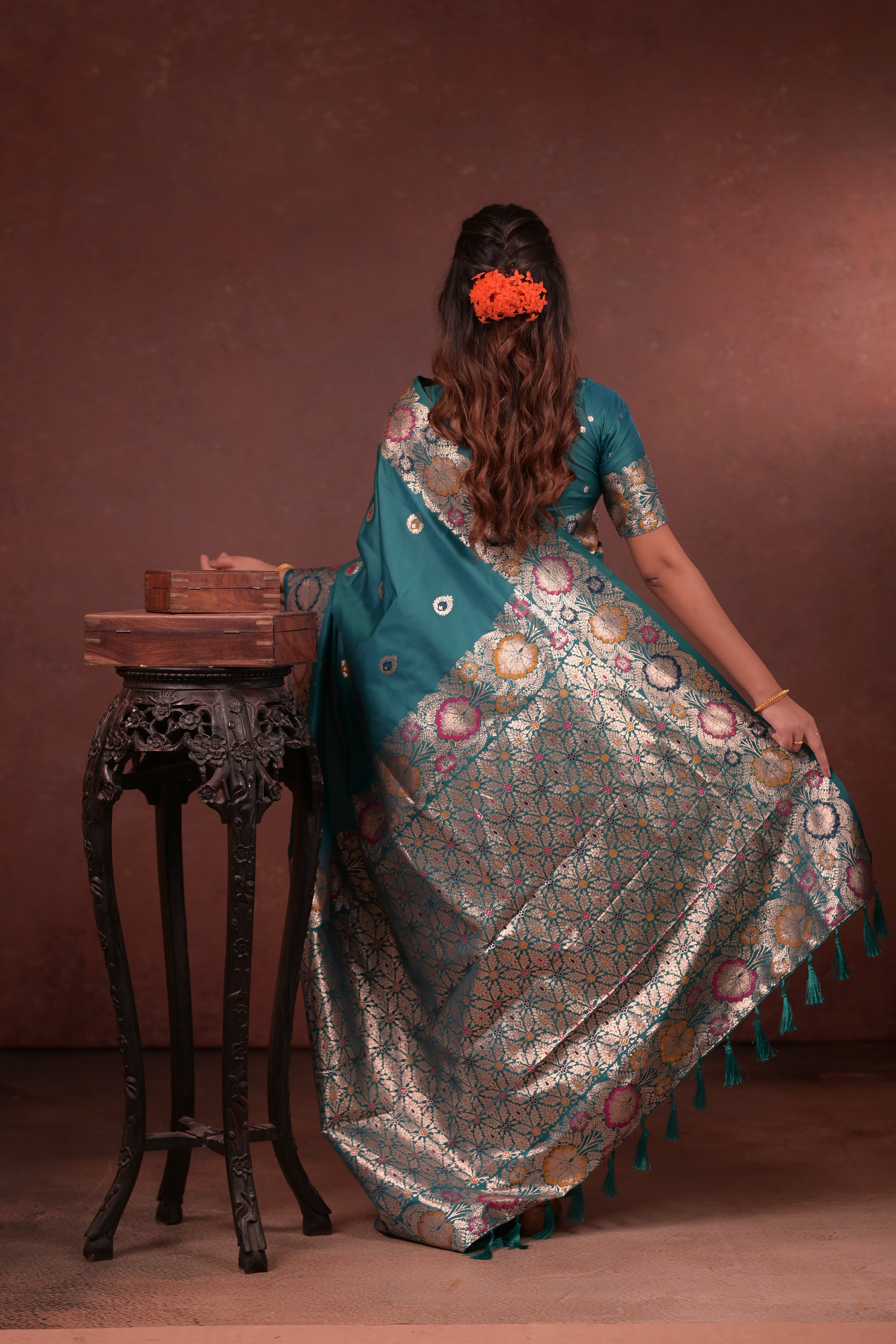 Teal Paithani Woven Silk Saree