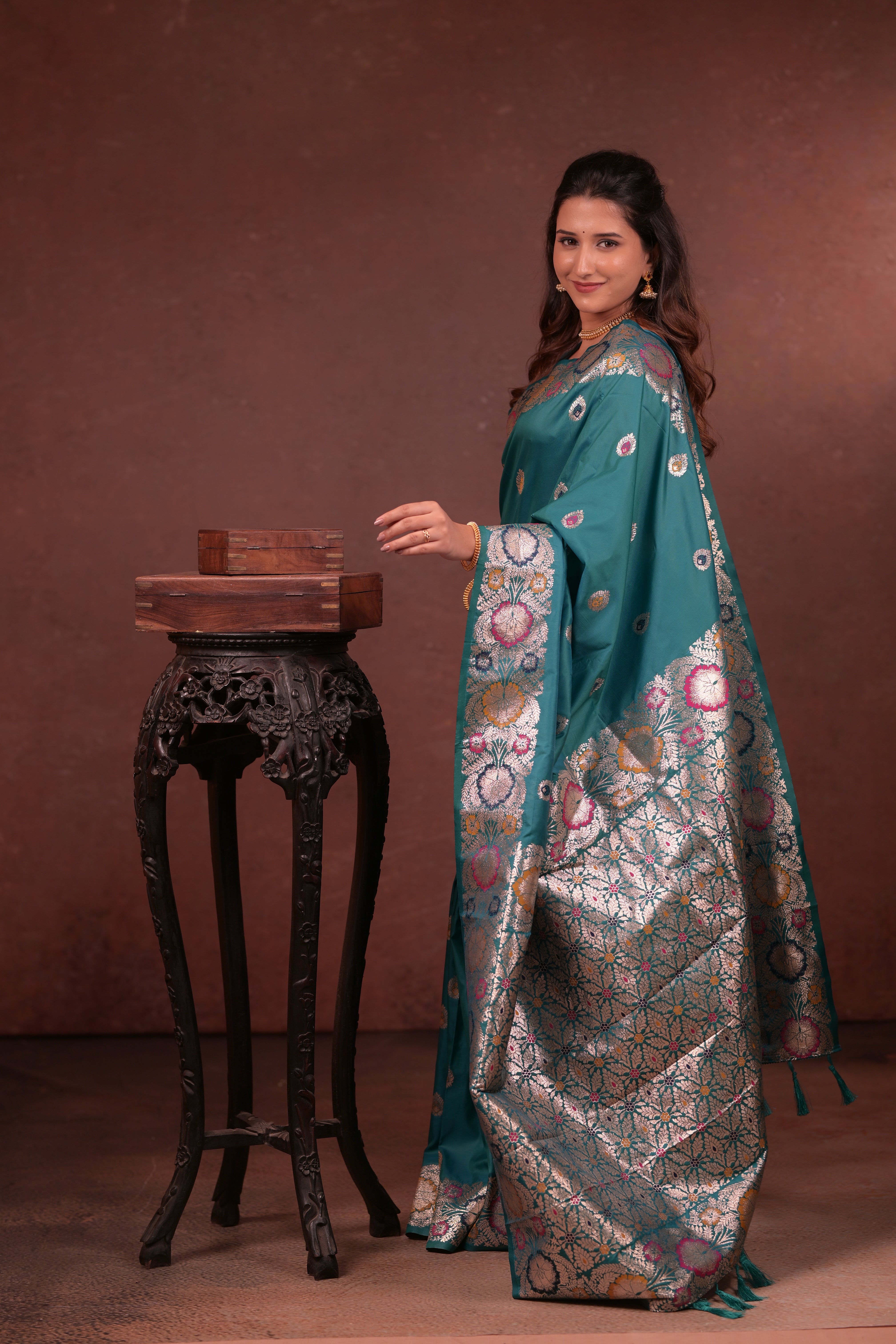 Teal Paithani Woven Silk Saree