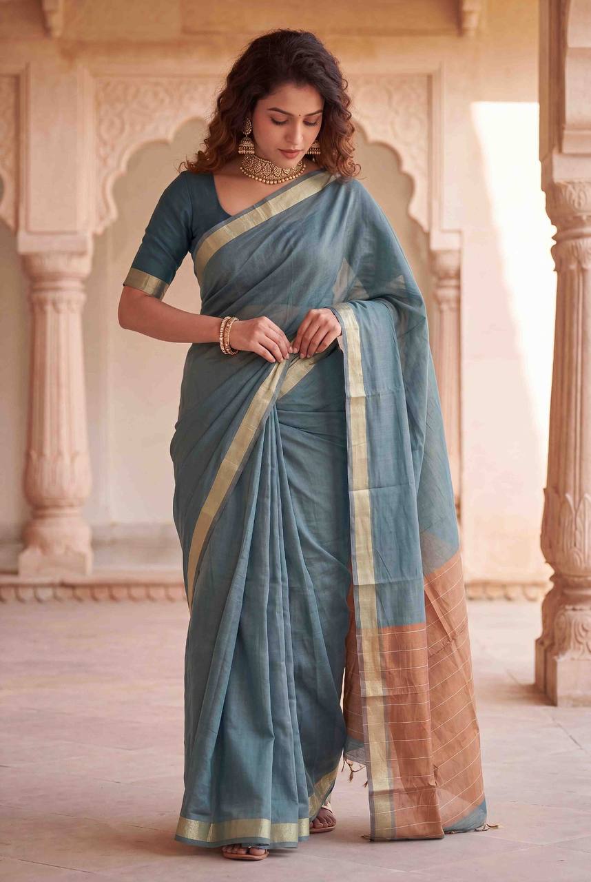 Traditional Linen Slab Saree