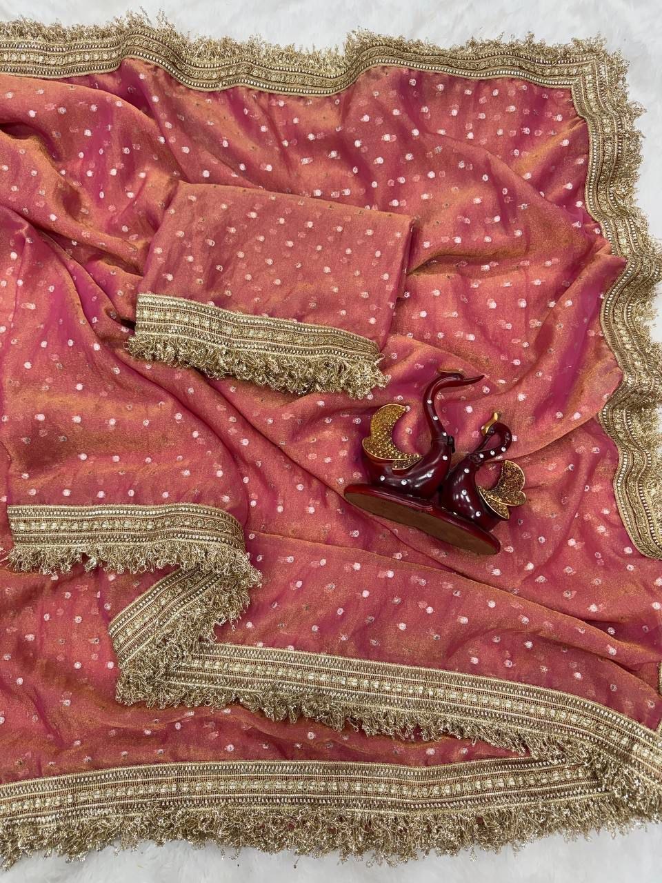 Trending Dusty Rose Designer Moss Silk Saree