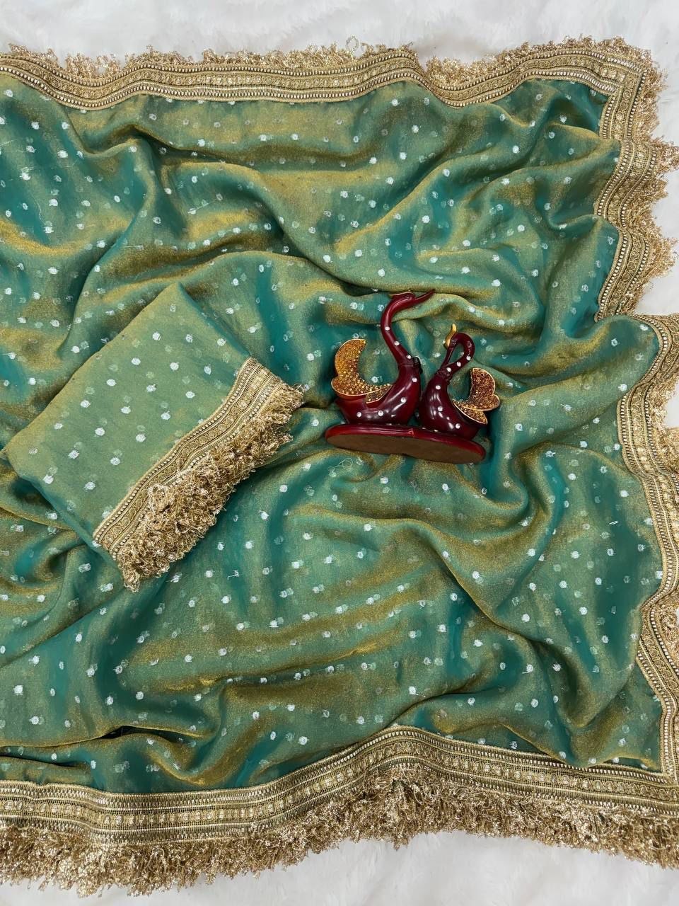 Trending Green Designer Moss Silk Saree