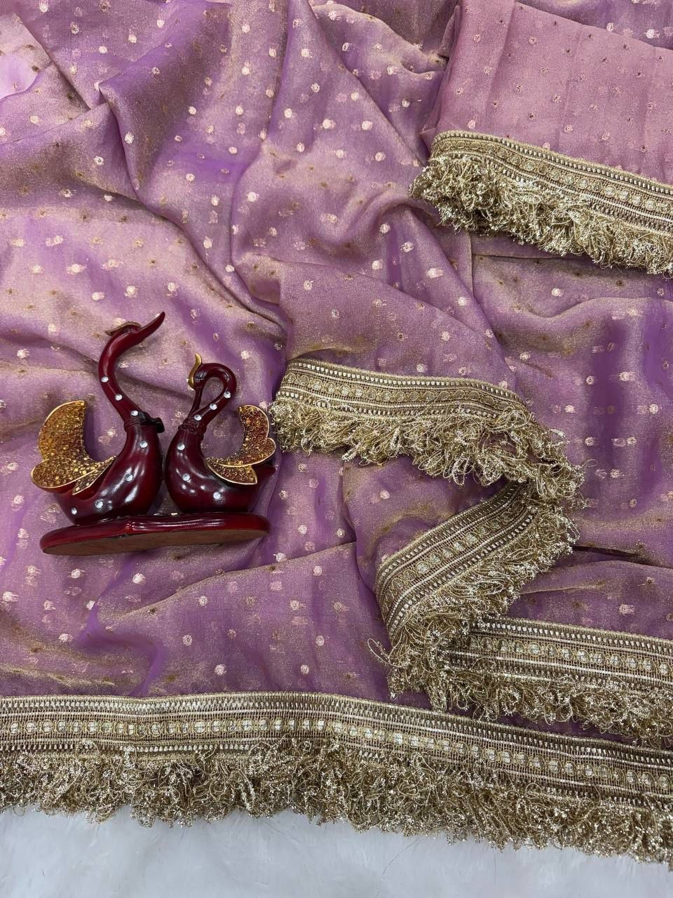Trending Dusky Purple Designer Moss Silk Saree