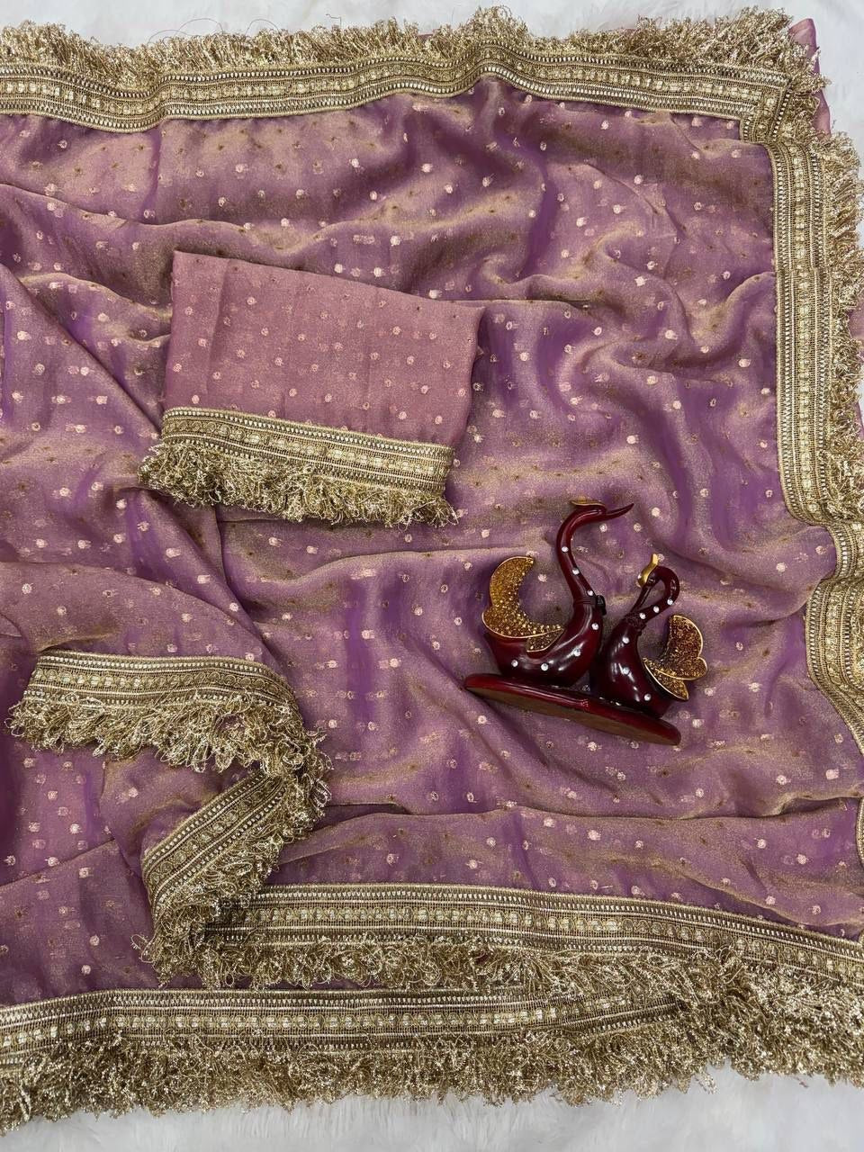 Trending Dusky Purple Designer Moss Silk Saree