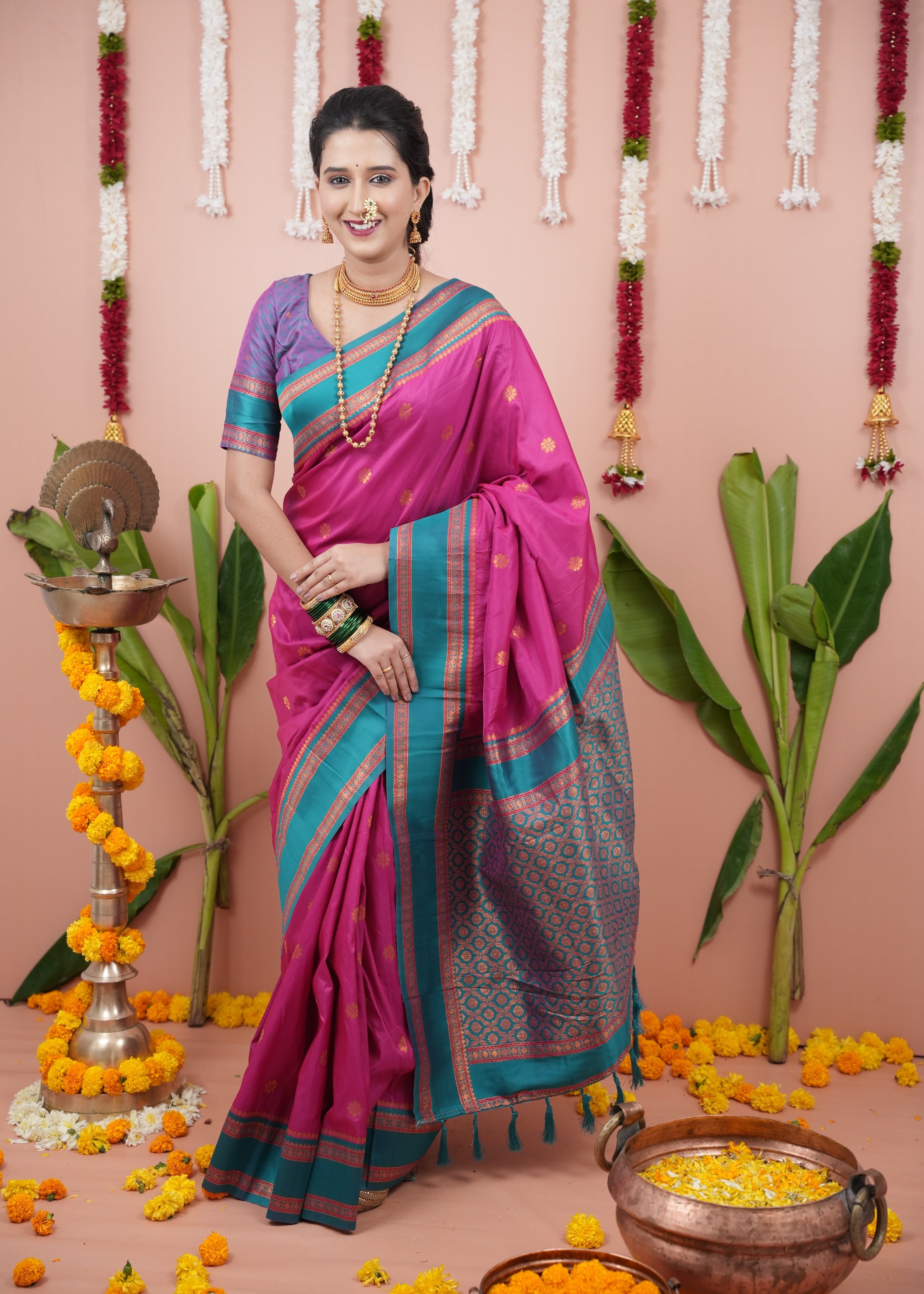 Tulip Pink Wedding Wear Soft Silk Saree