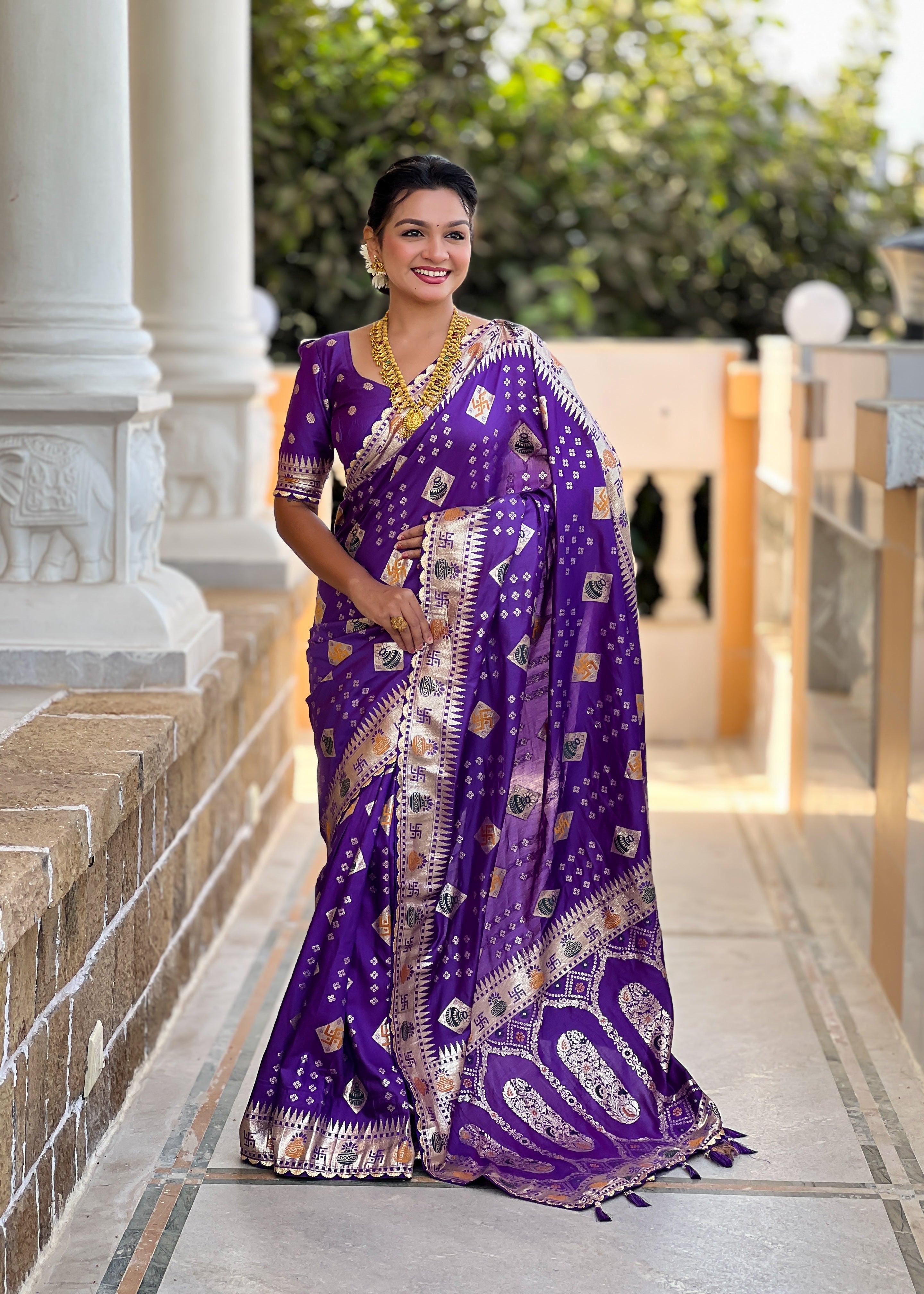 Violet Designer Soft Dola Silk Saree