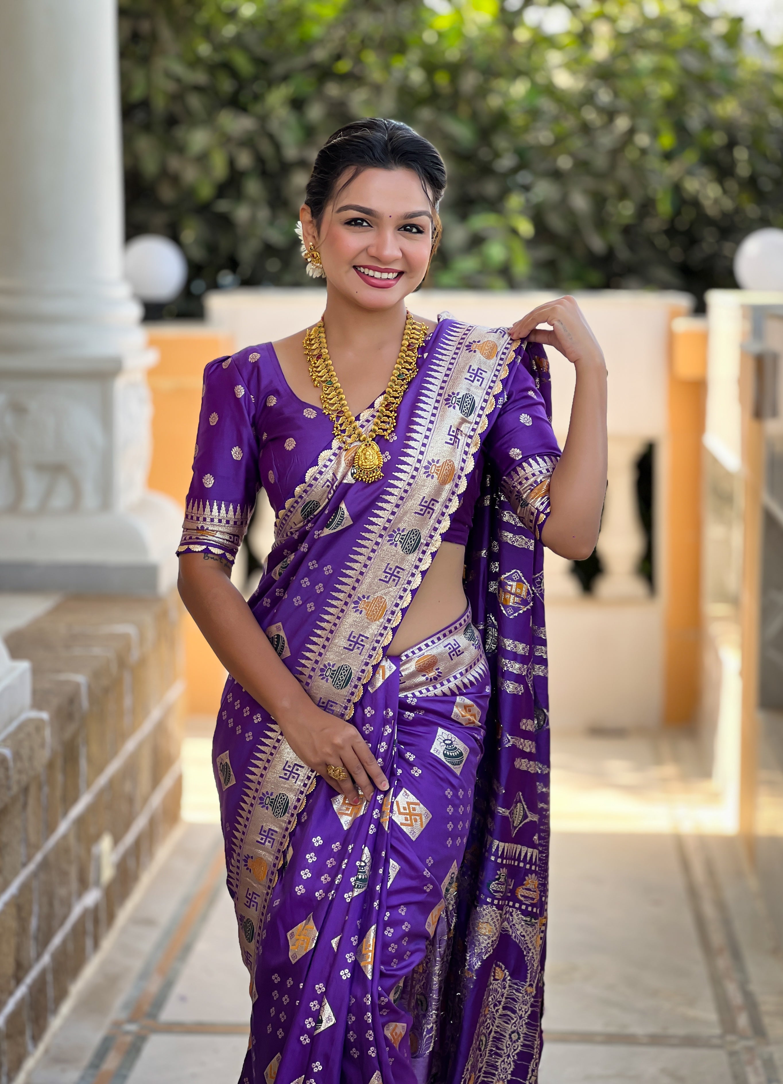 Violet Designer Soft Dola Silk Saree