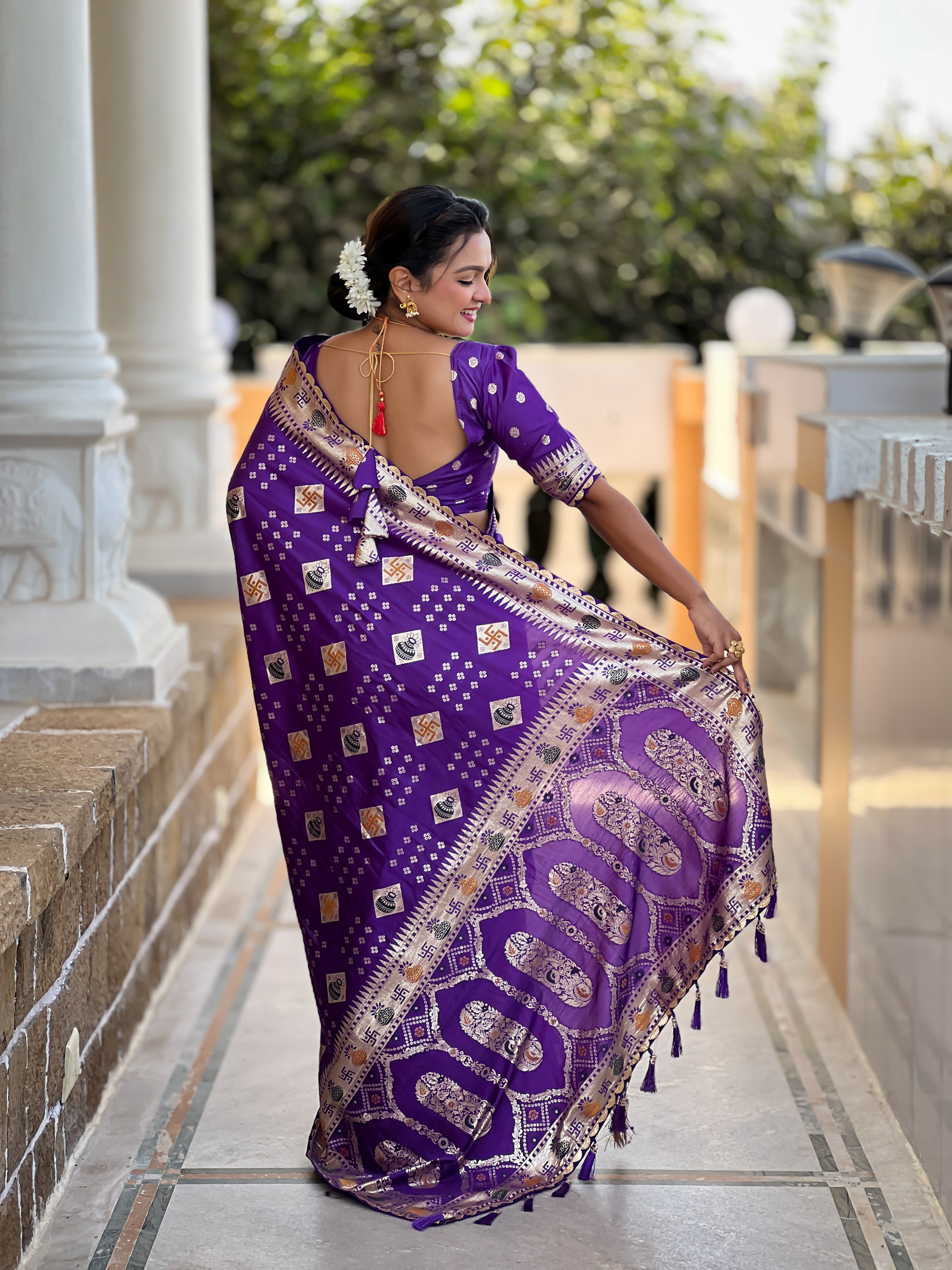 Violet Designer Soft Dola Silk Saree