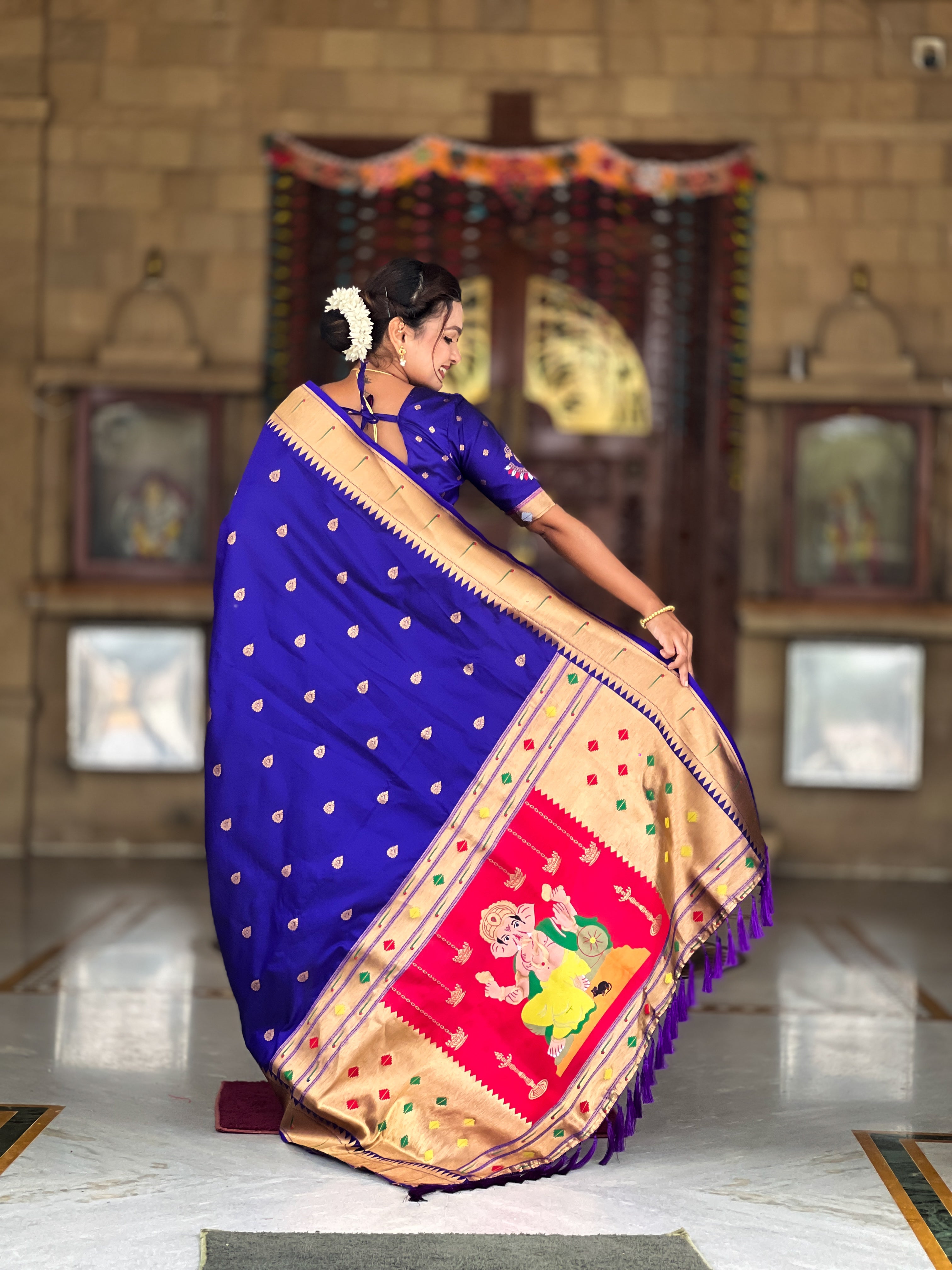 Violet Soft Paithani Silk Saree