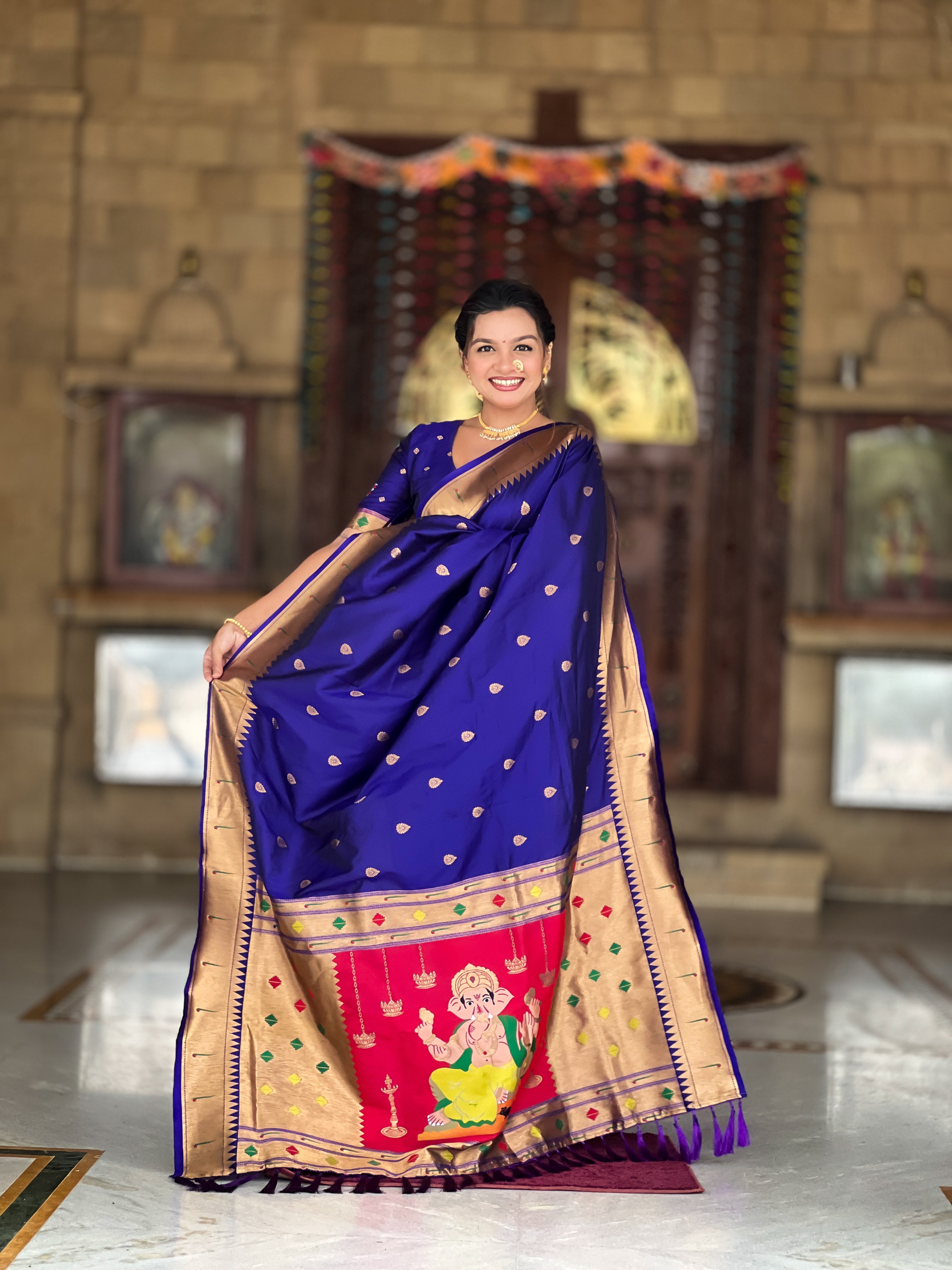 Violet Soft Paithani Silk Saree