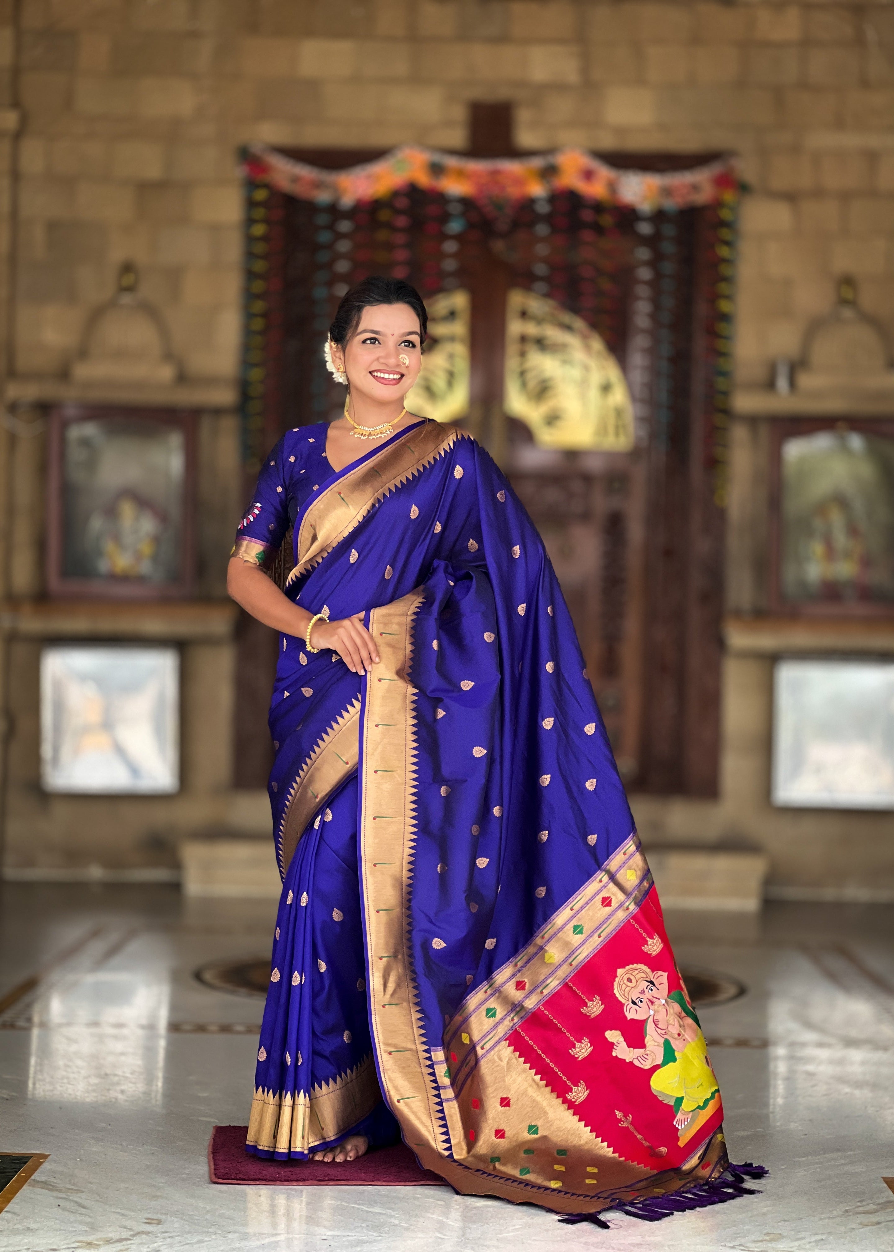 Violet Soft Paithani Silk Saree