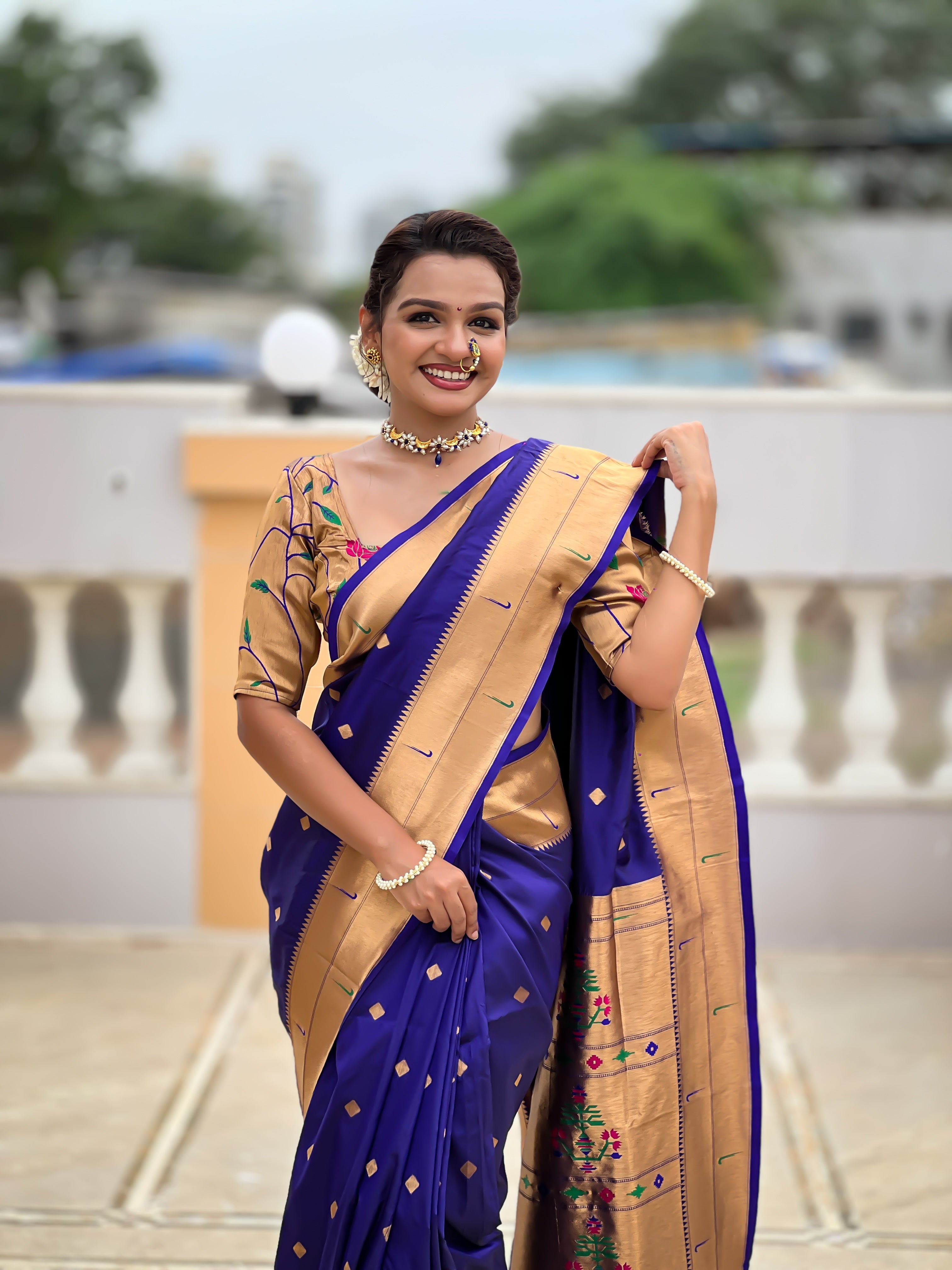 Violet Wedding Wear Soft Paithani Silk Saree