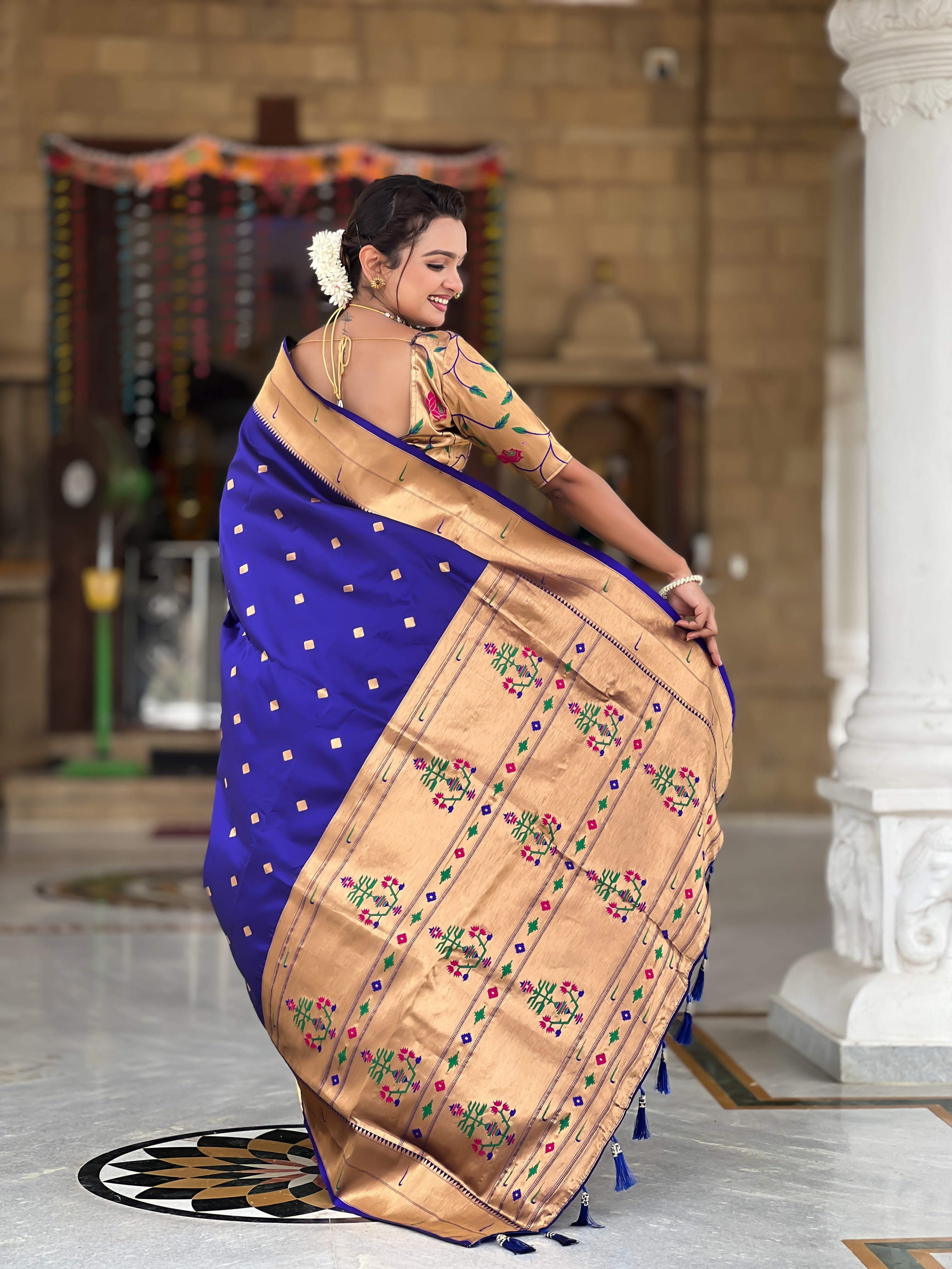 Violet Wedding Wear Soft Paithani Silk Saree