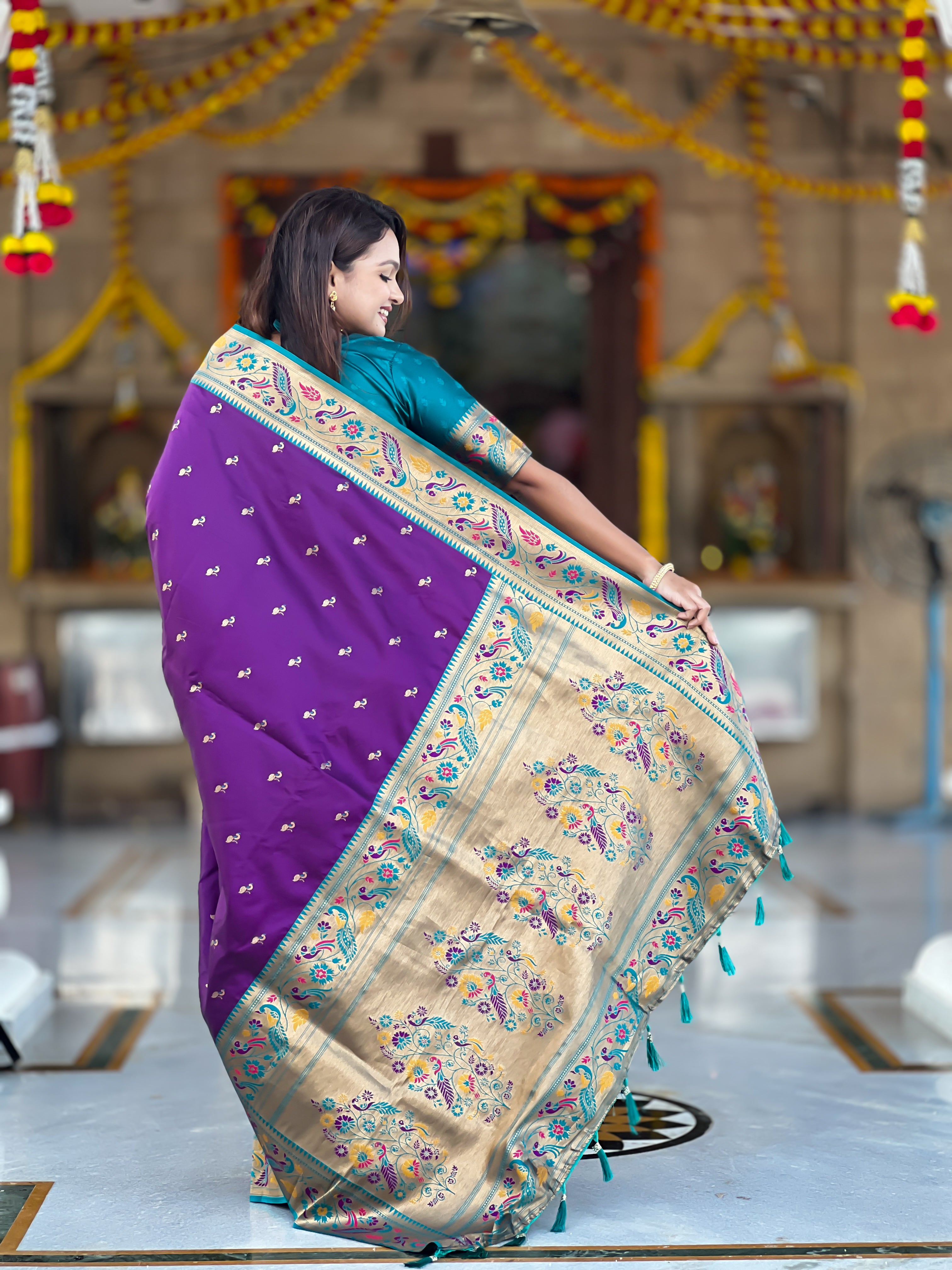 Violet Wedding Wear Soft Paithani Silk Saree