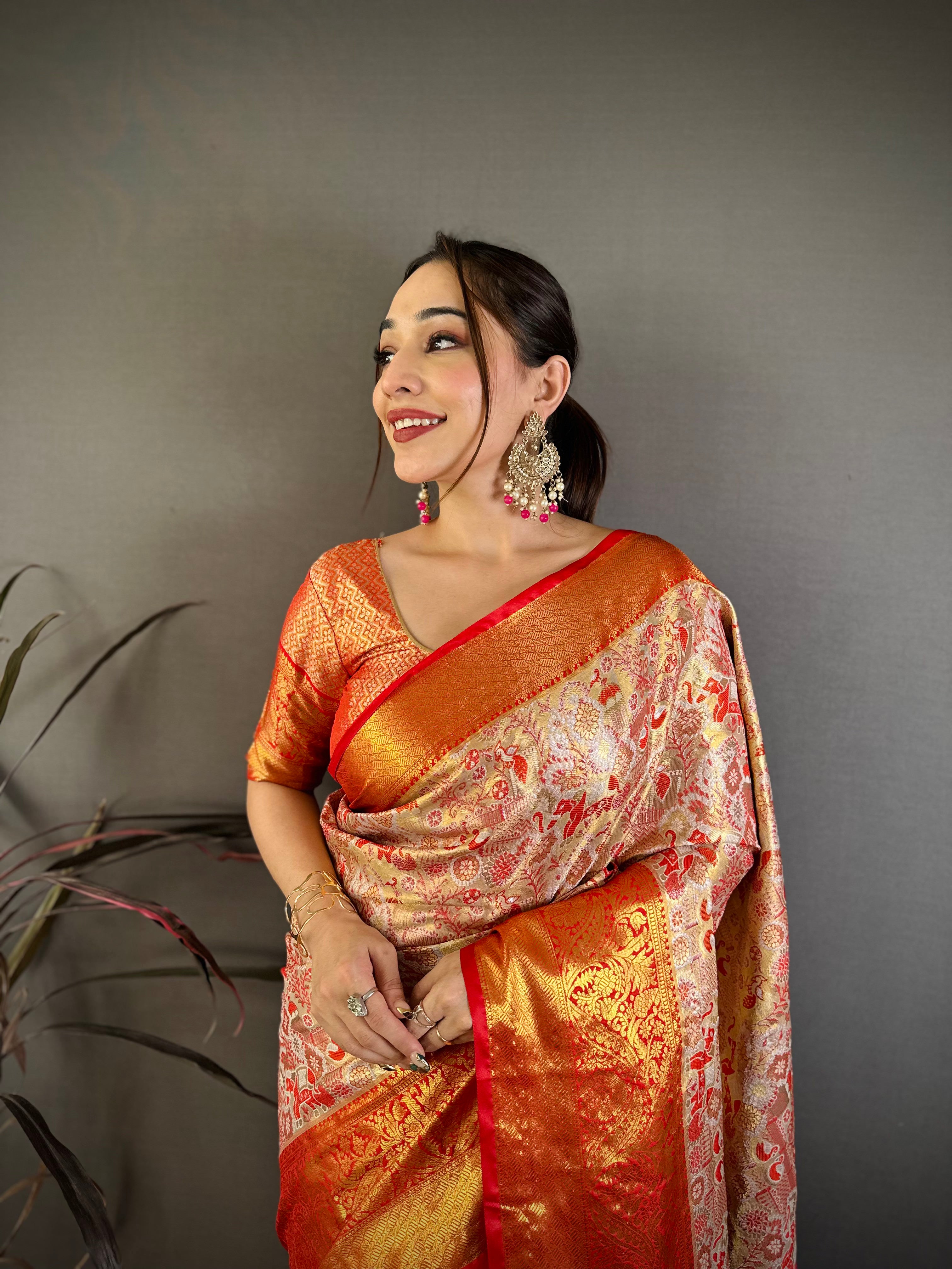 Wedding Wear Floral Kanjivaram Silk Saree