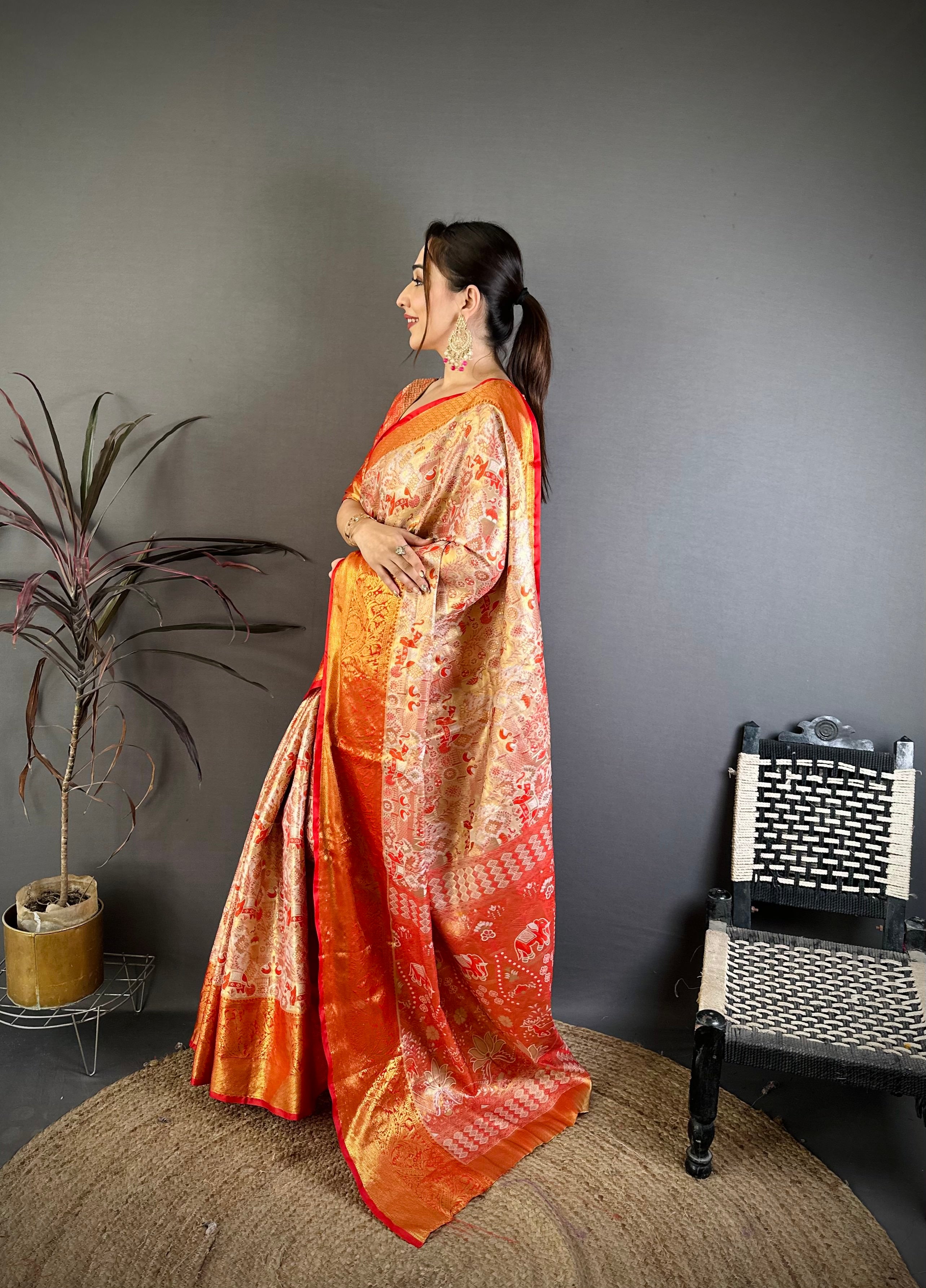 Wedding Wear Floral Kanjivaram Silk Saree