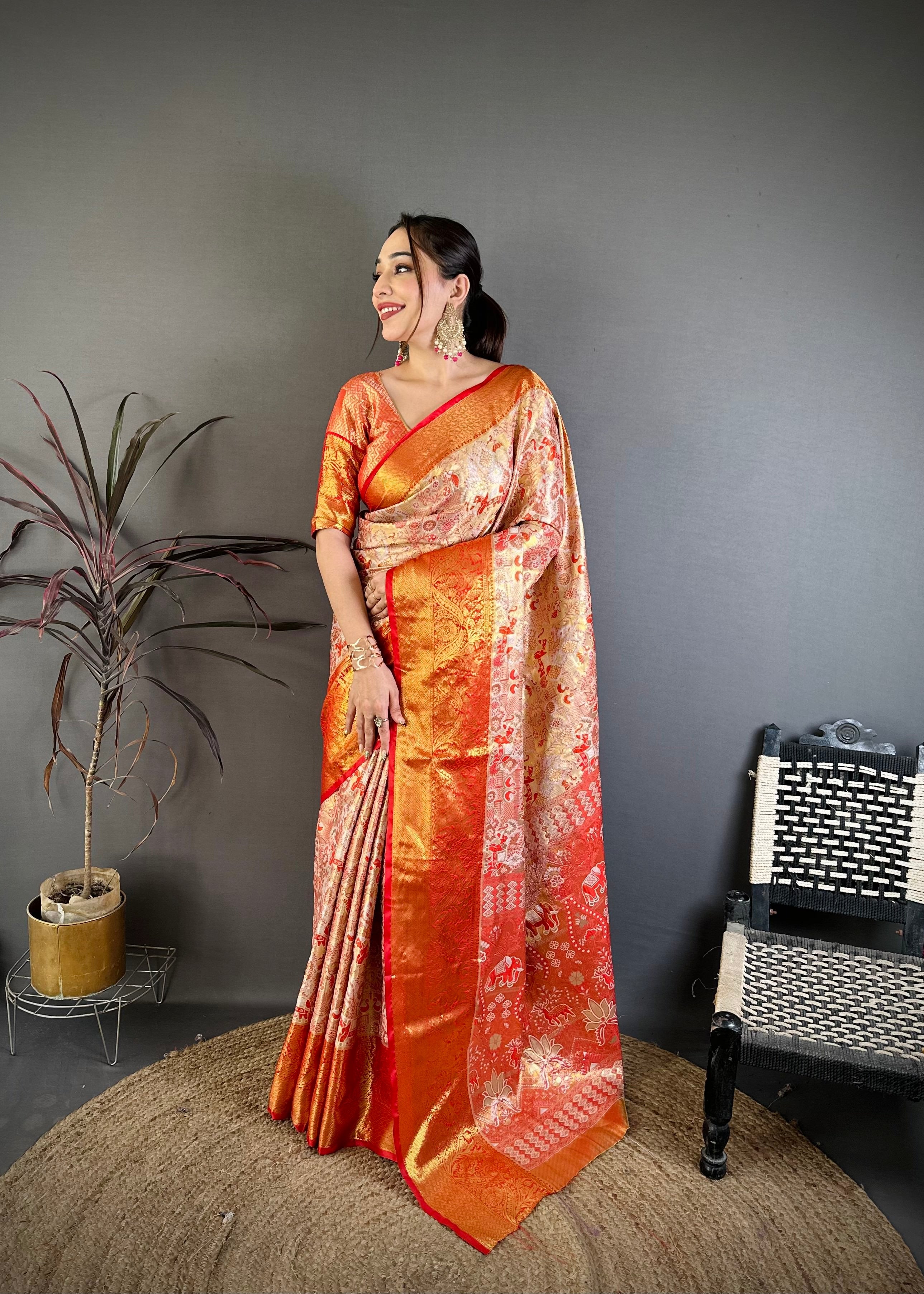 Wedding Wear Floral Kanjivaram Silk Saree
