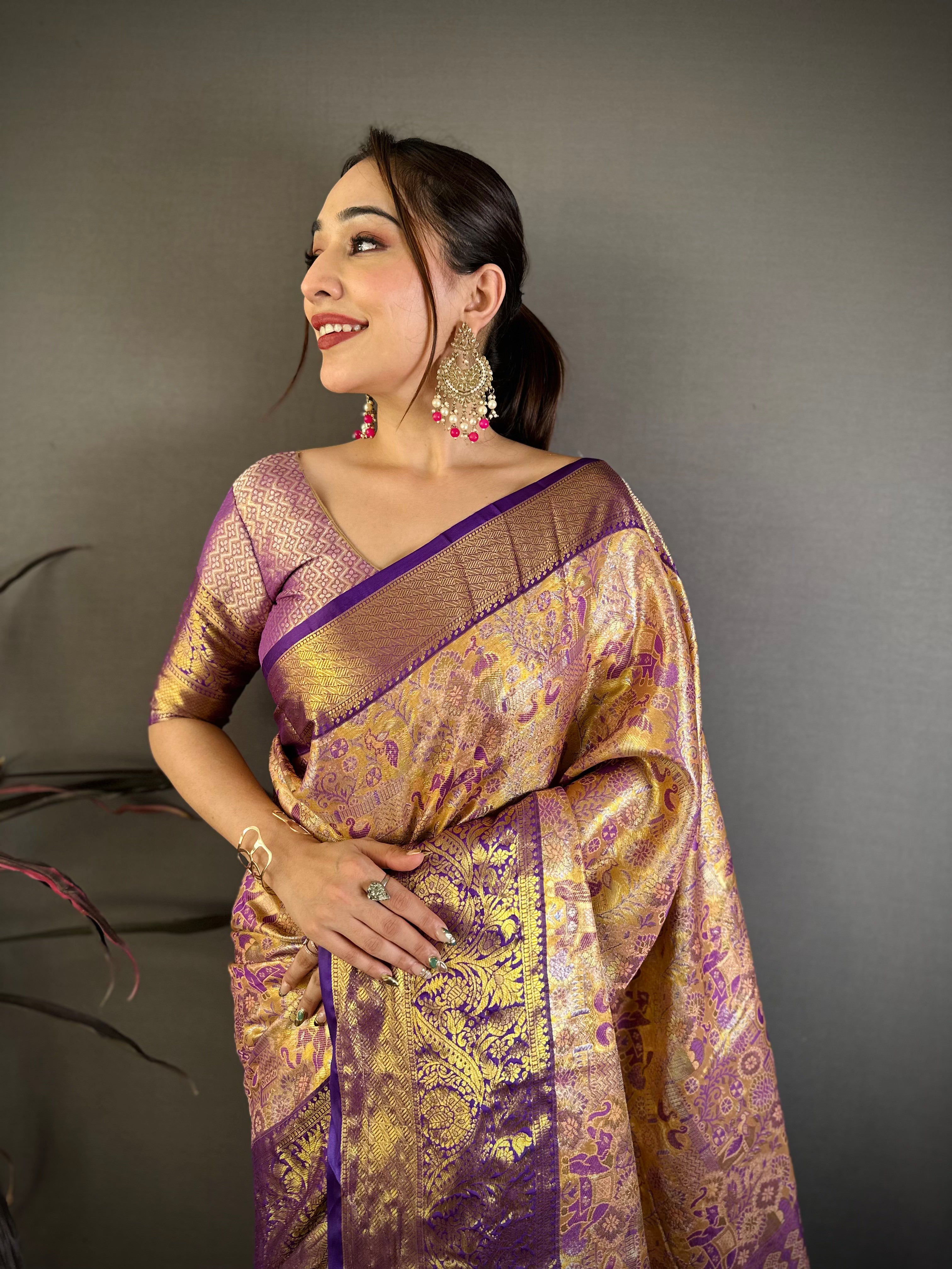 Wedding Wear Floral Kanjivaram Silk Saree