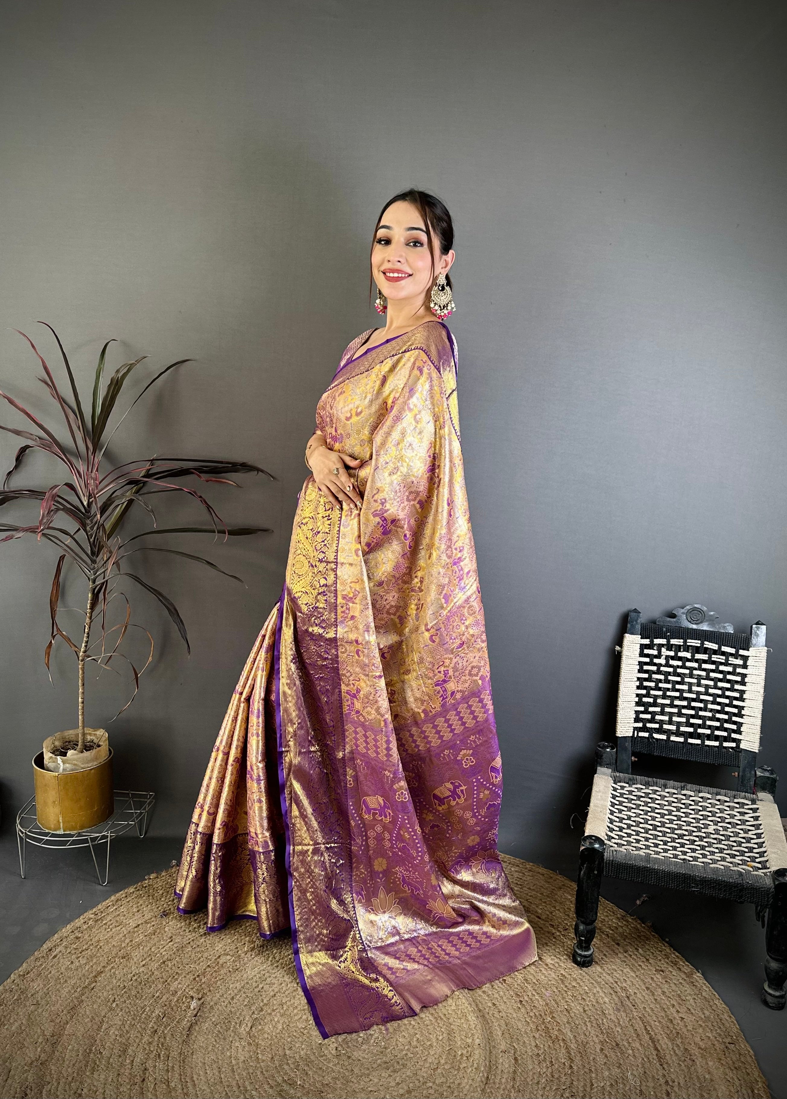 Wedding Wear Floral Kanjivaram Silk Saree