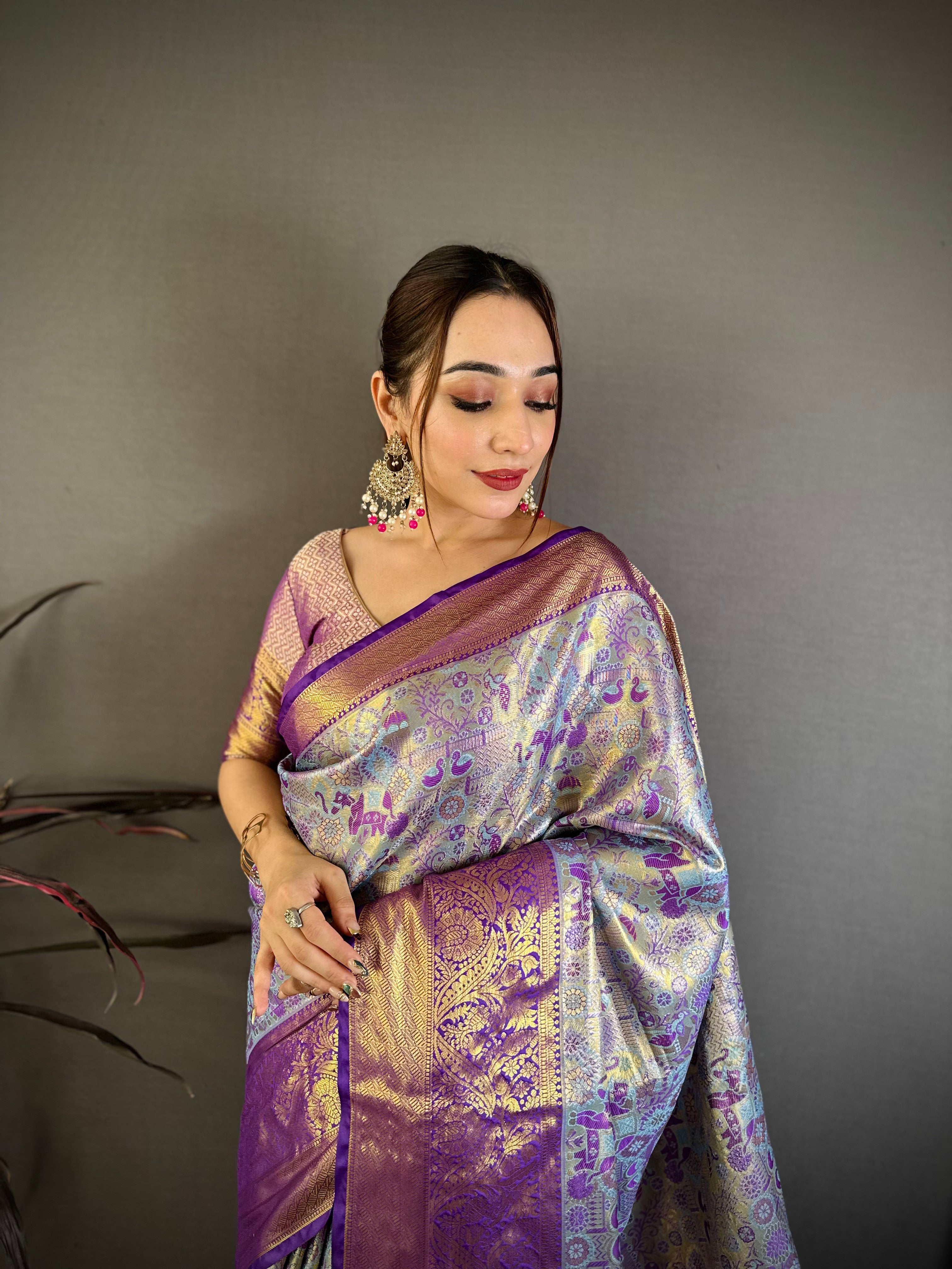 Wedding Wear Floral Kanjivaram Silk Saree