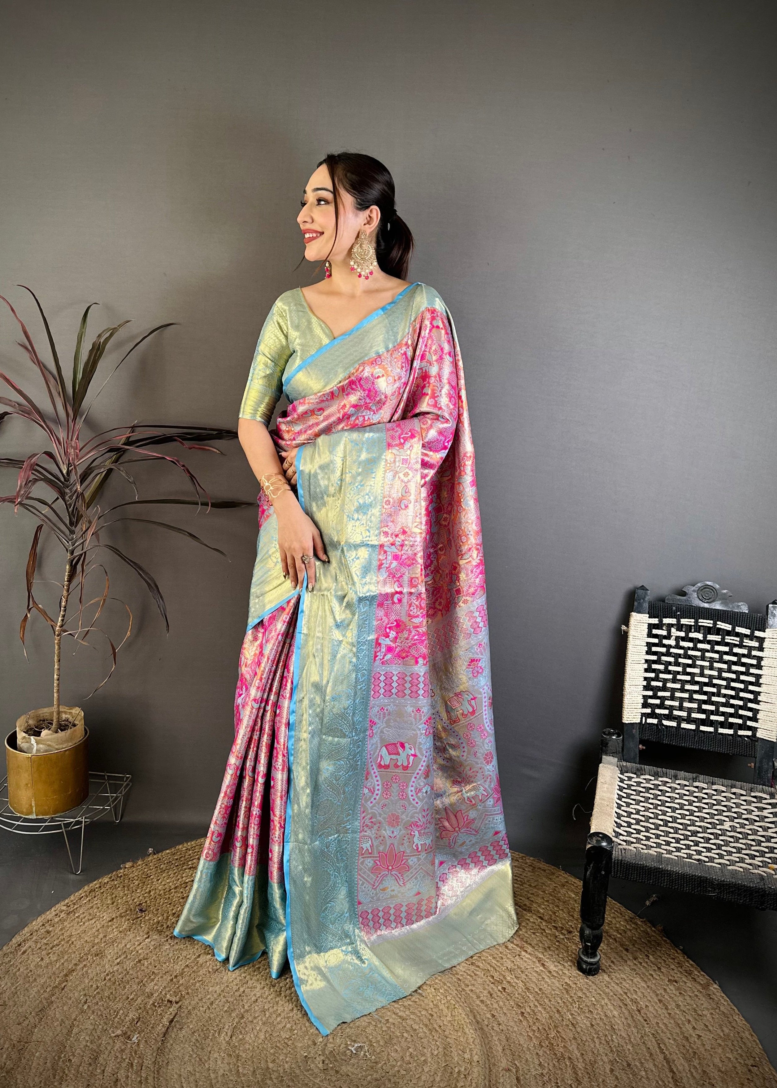 Wedding Wear Floral Kanjivaram Silk Saree
