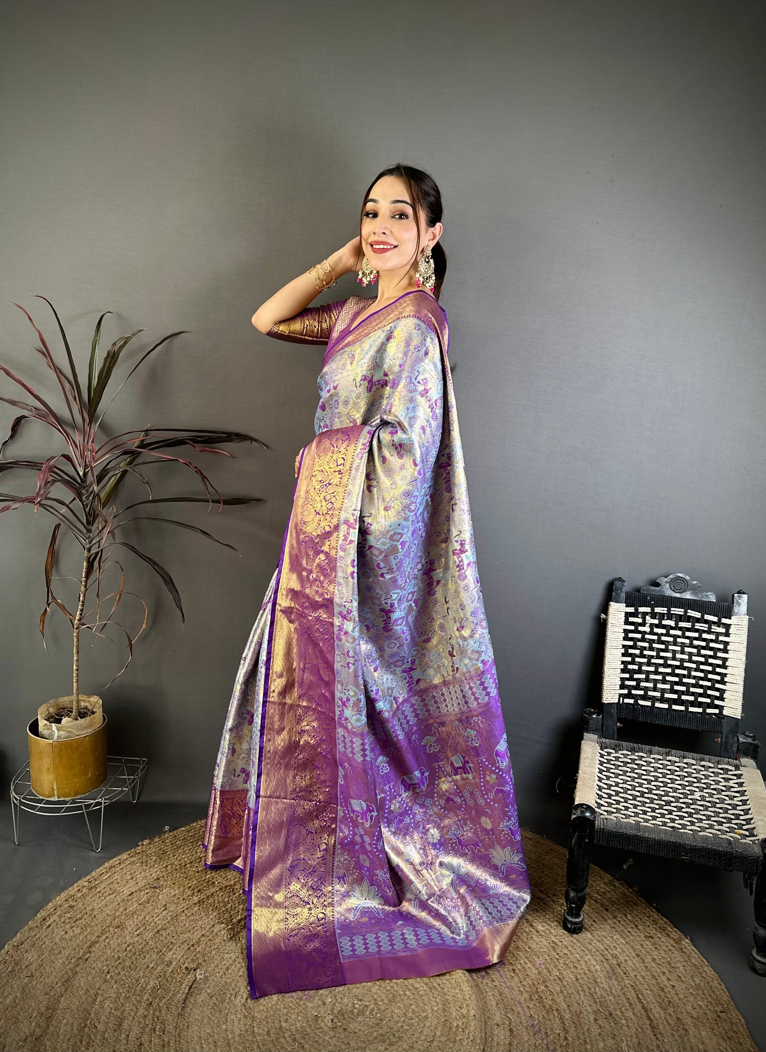 Wedding Wear Floral Kanjivaram Silk Saree