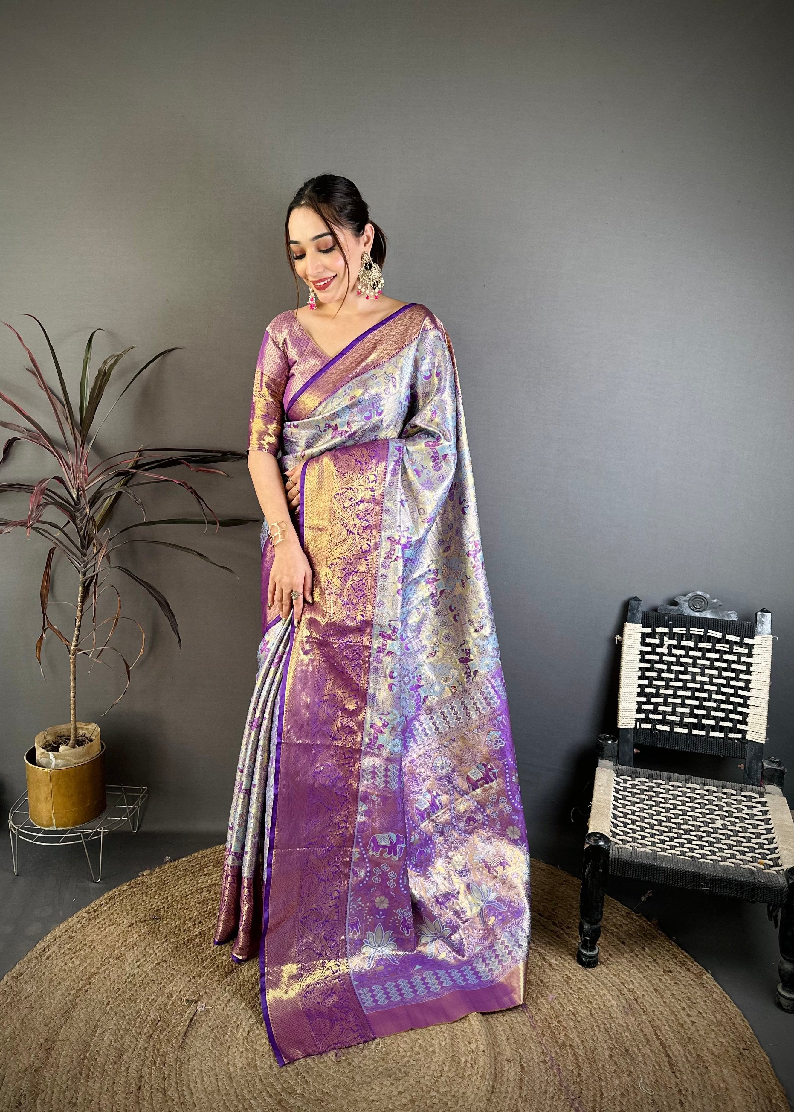 Wedding Wear Floral Kanjivaram Silk Saree