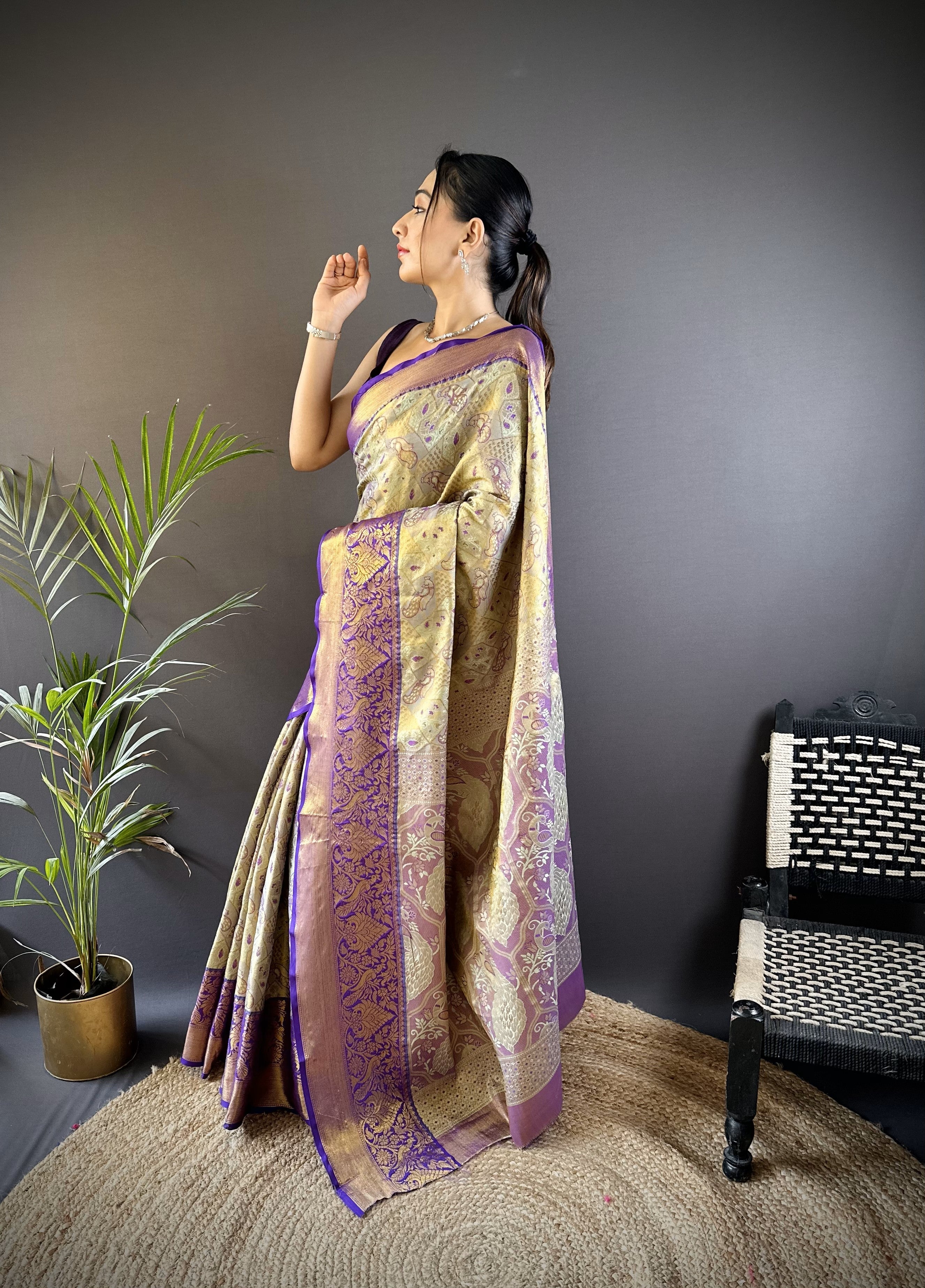 Wedding Wear Kanjivaram Tissue Silk Saree