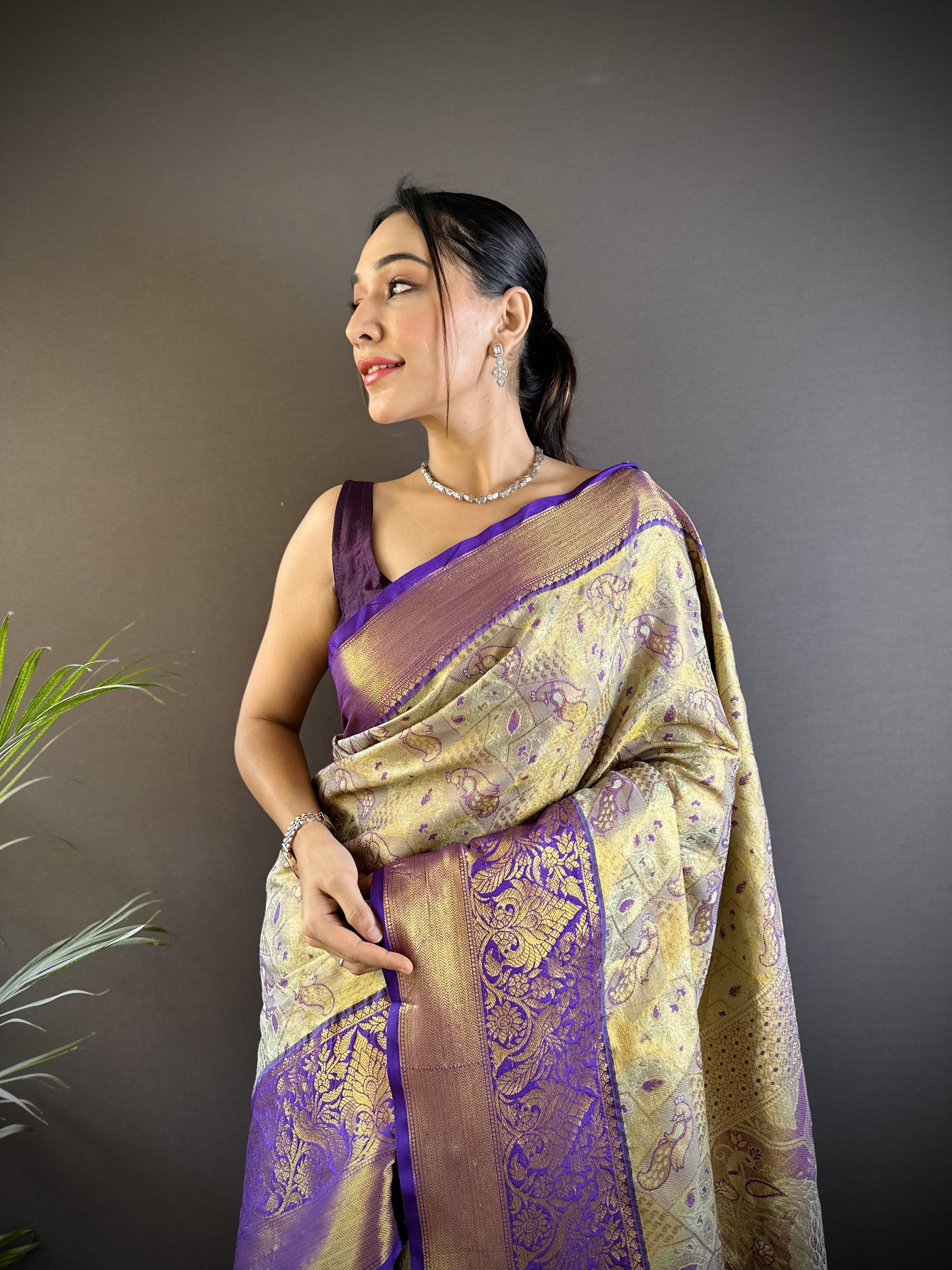 Wedding Wear Kanjivaram Tissue Silk Saree