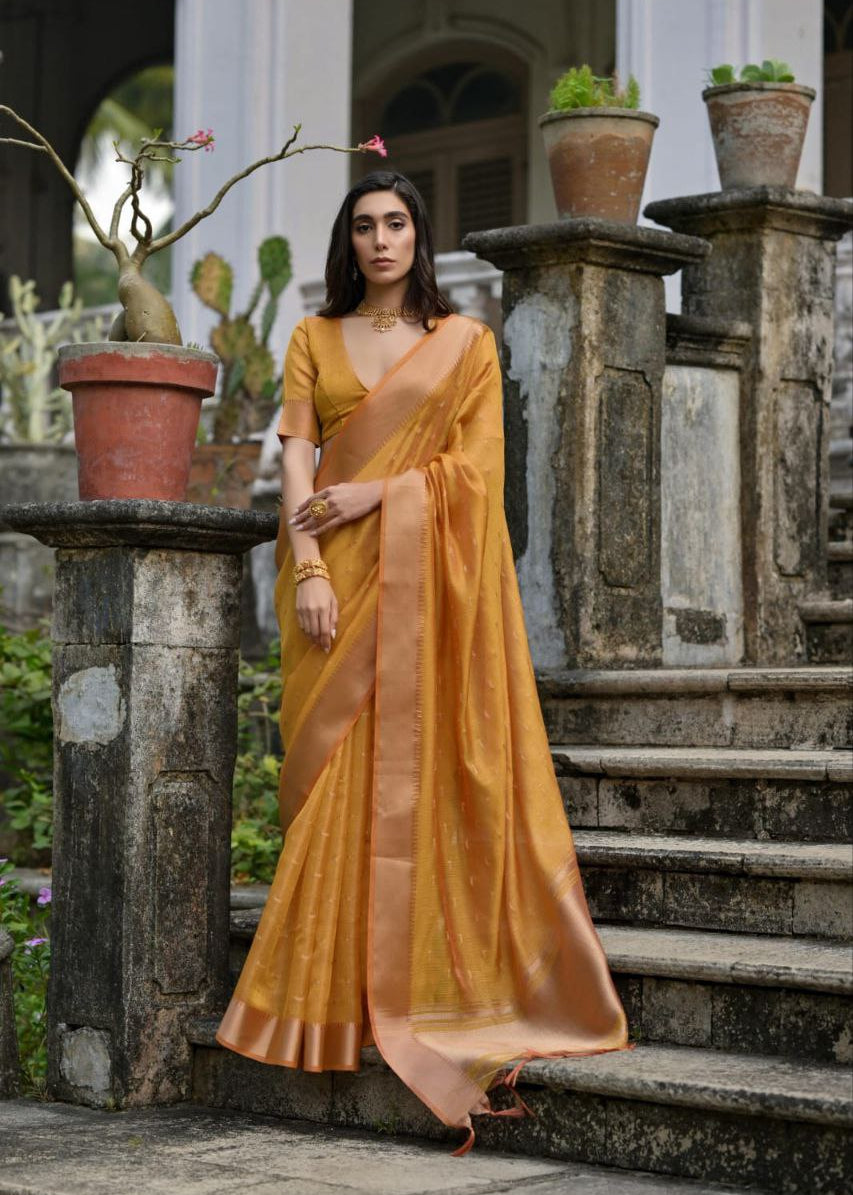 Wedding Wear Soft Kalyani Silk Saree In Mustard