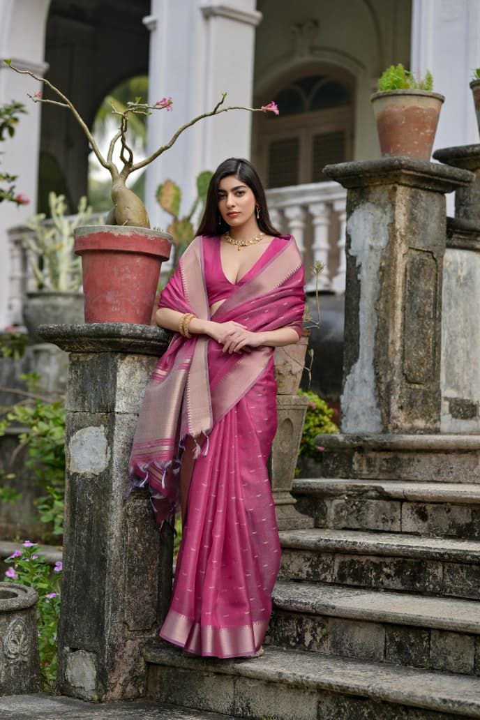 Wedding Wear Soft Kalyani Silk Saree In Rani