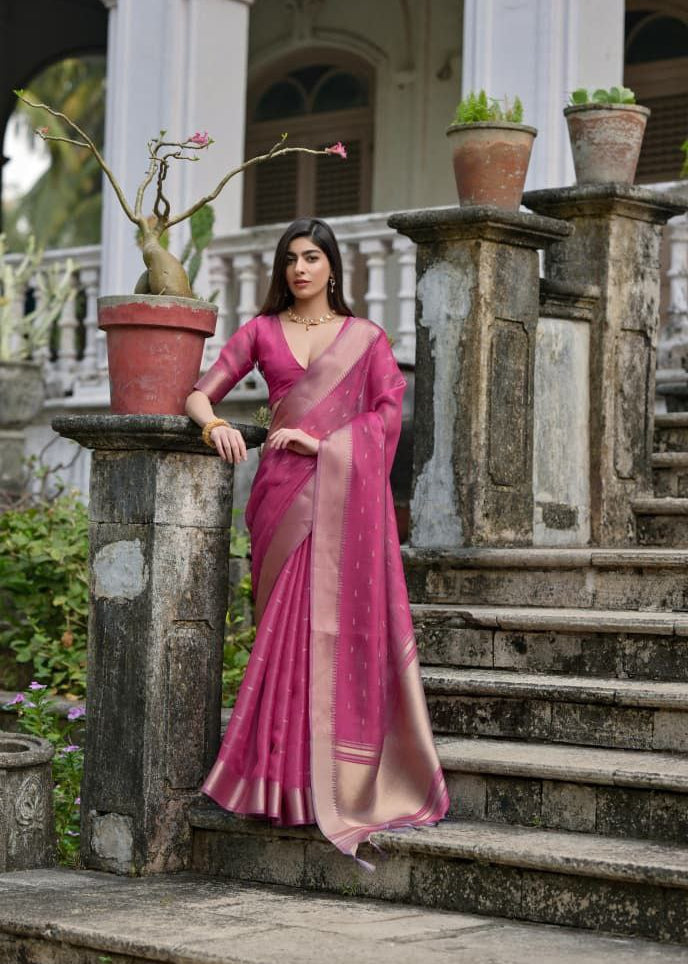 Wedding Wear Soft Kalyani Silk Saree In Rani