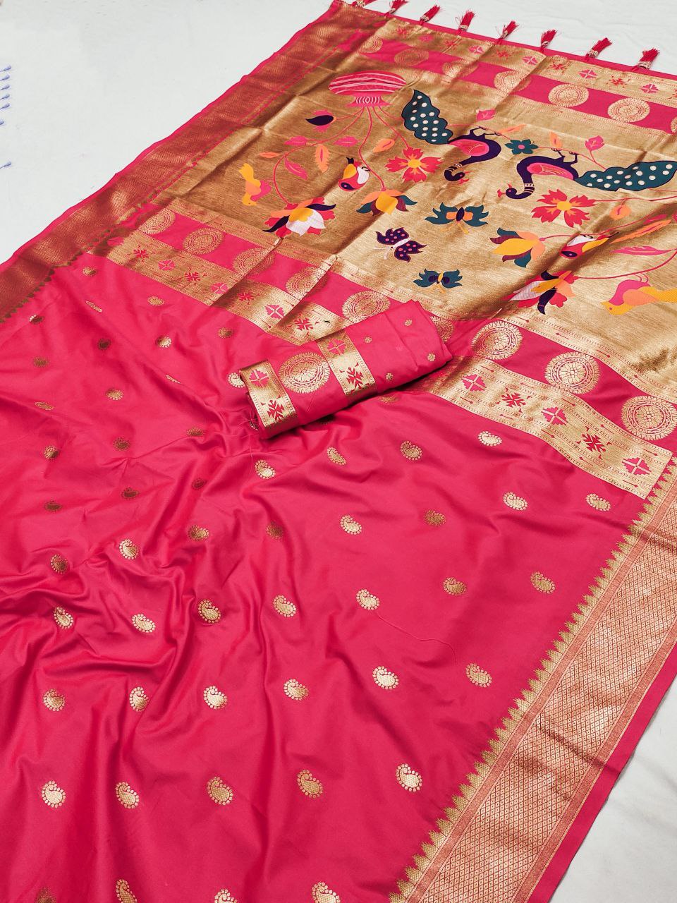 Wedding Wear Soft Paithani Silk Saree With Color Option